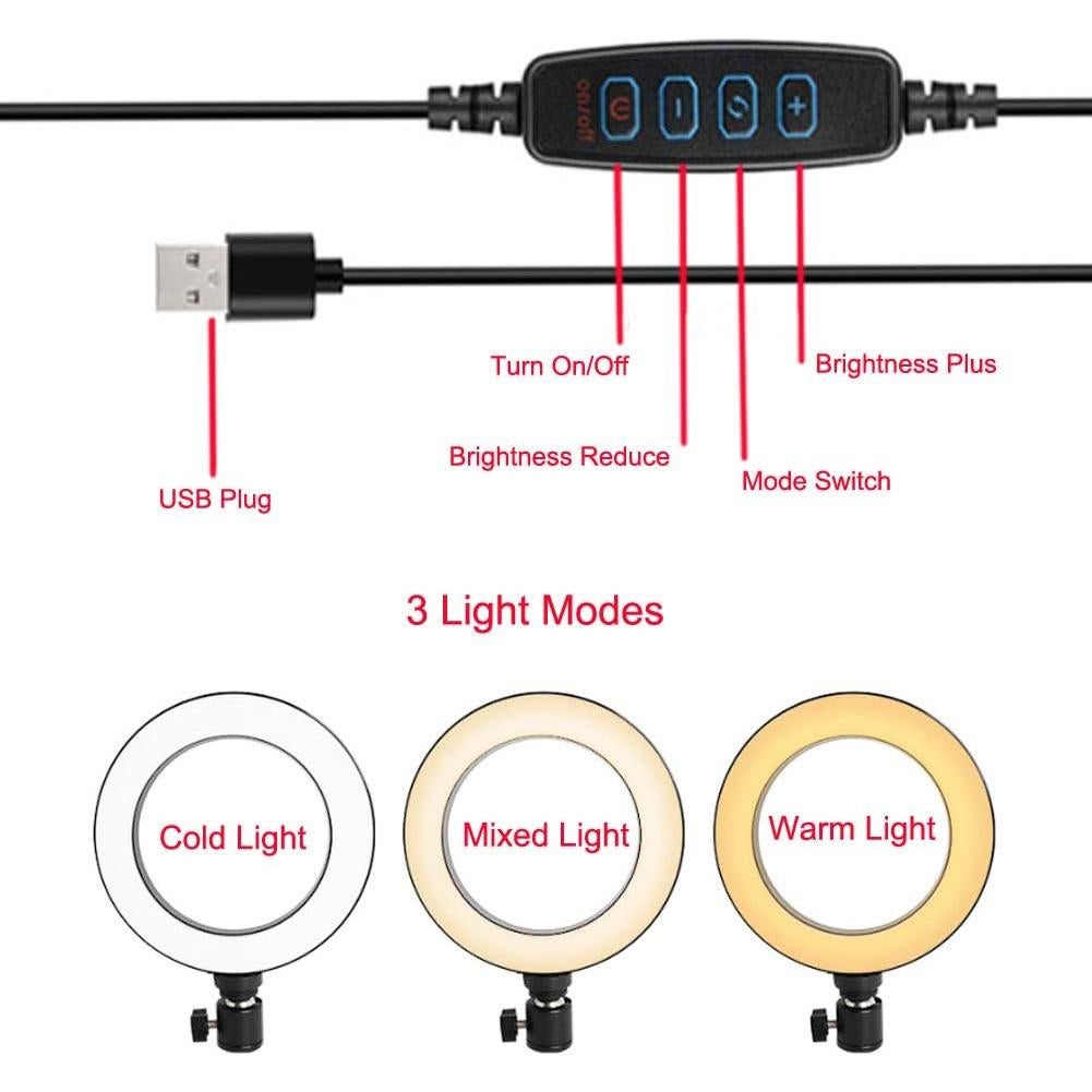 Luz de Anillo LED 15 cm Walway con Adaptador Frío 3 Modos