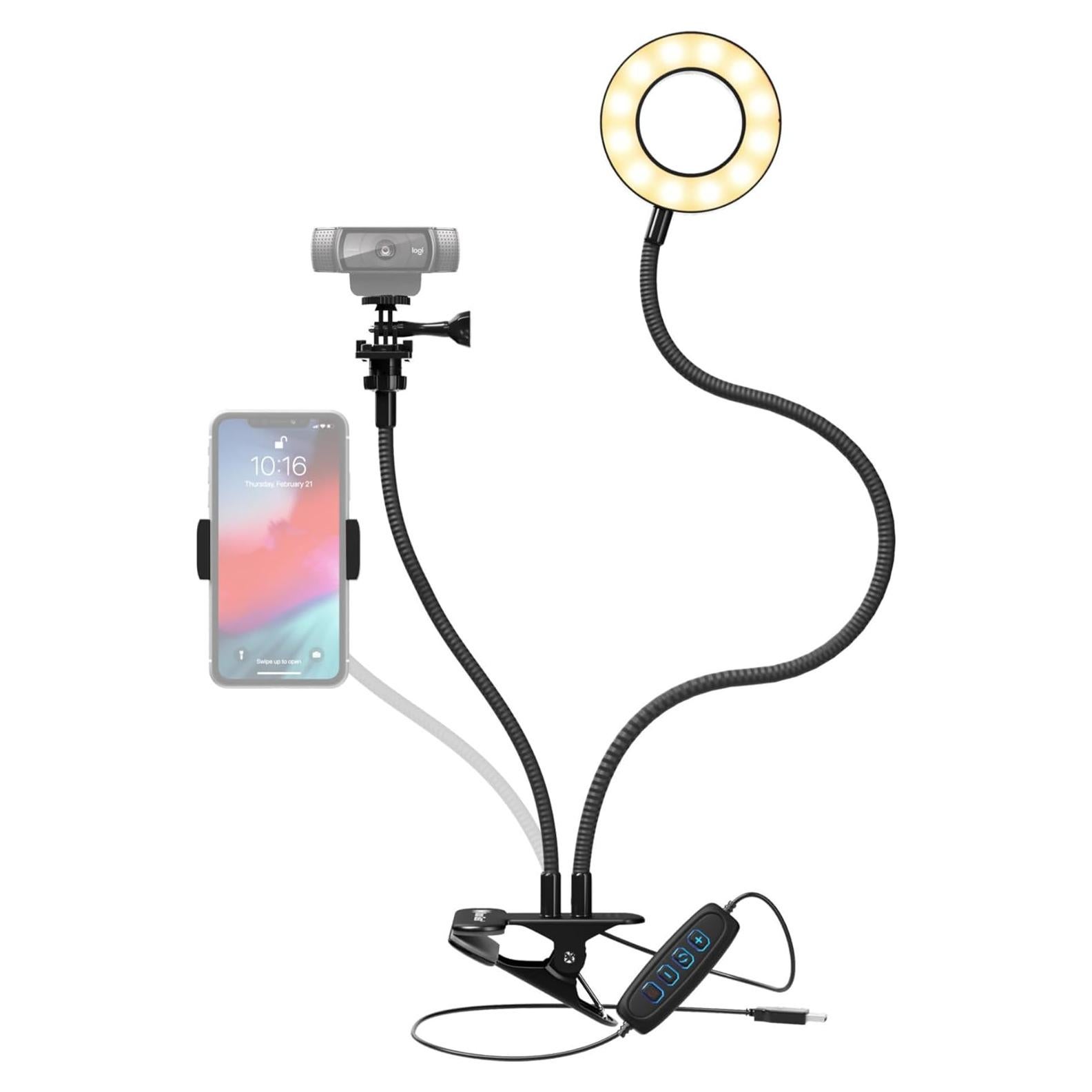 Soporte Luz de Anillo Selfie Knox Gear con Brazo Flexible 65 cm