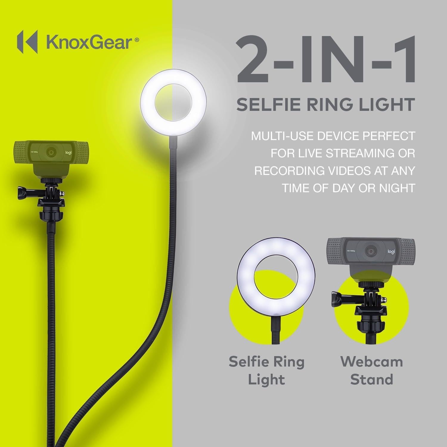 Soporte Luz de Anillo Selfie Knox Gear con Brazo Flexible 65 cm