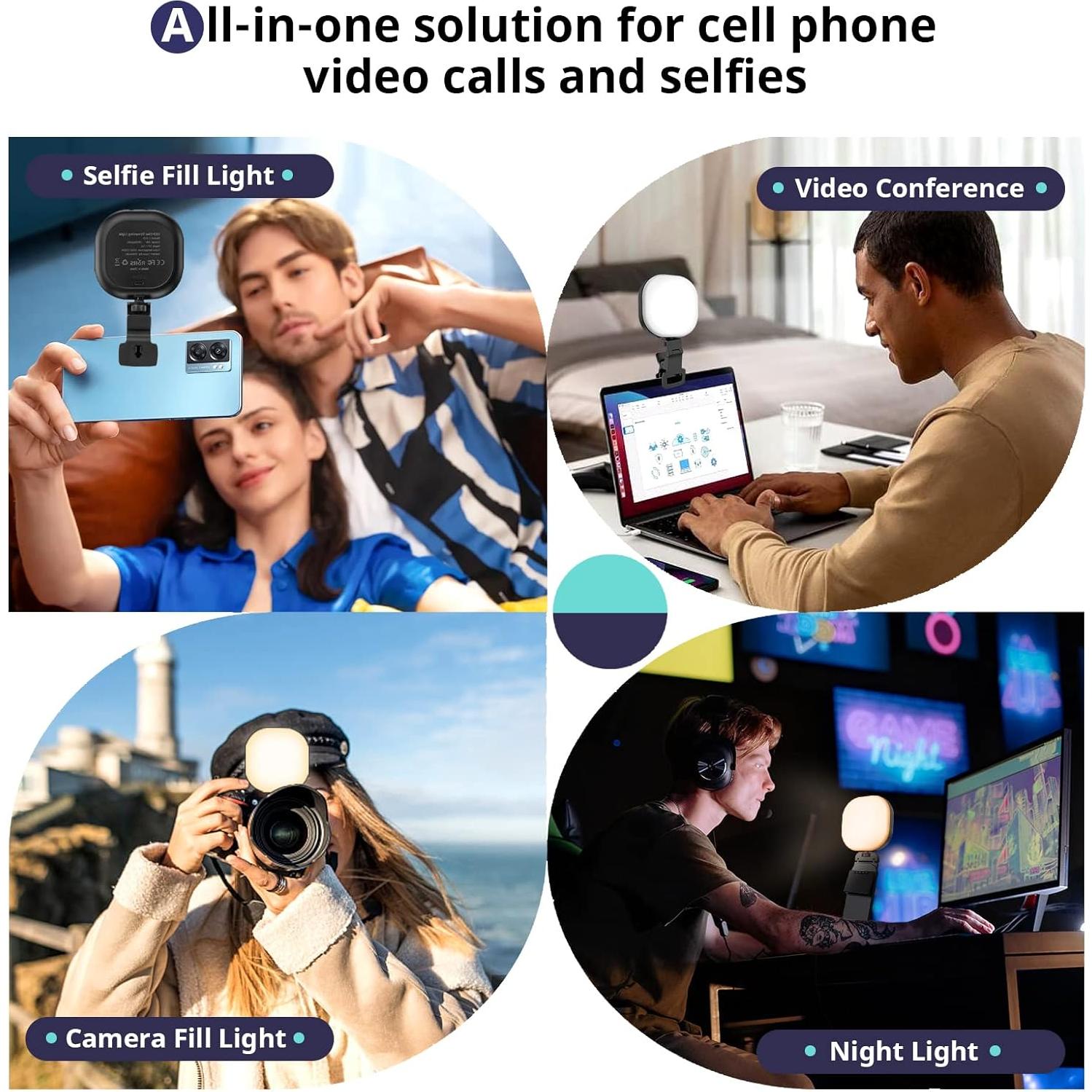 Luz de Selfie Sensyne LED Recargable 60 Perlas 3 Modos