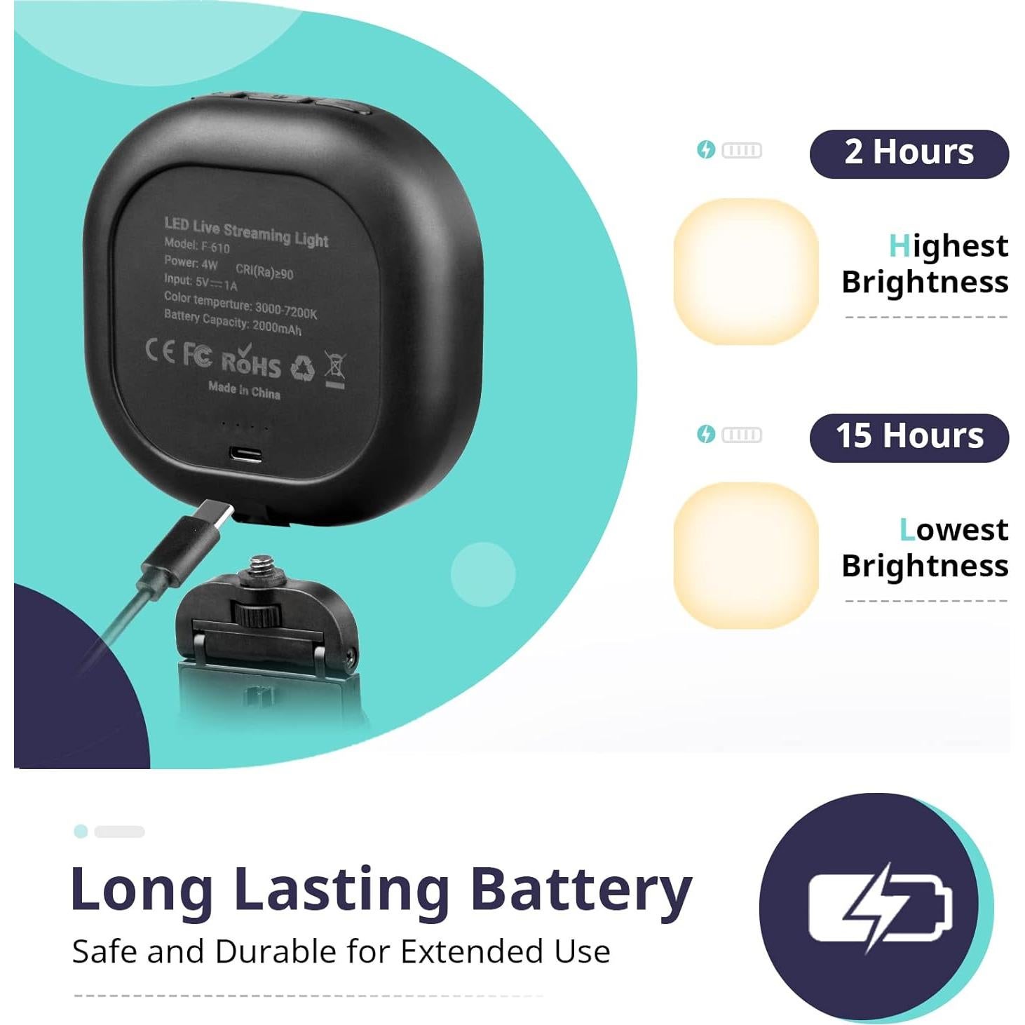 Luz de Selfie Sensyne LED Recargable 60 Perlas 3 Modos