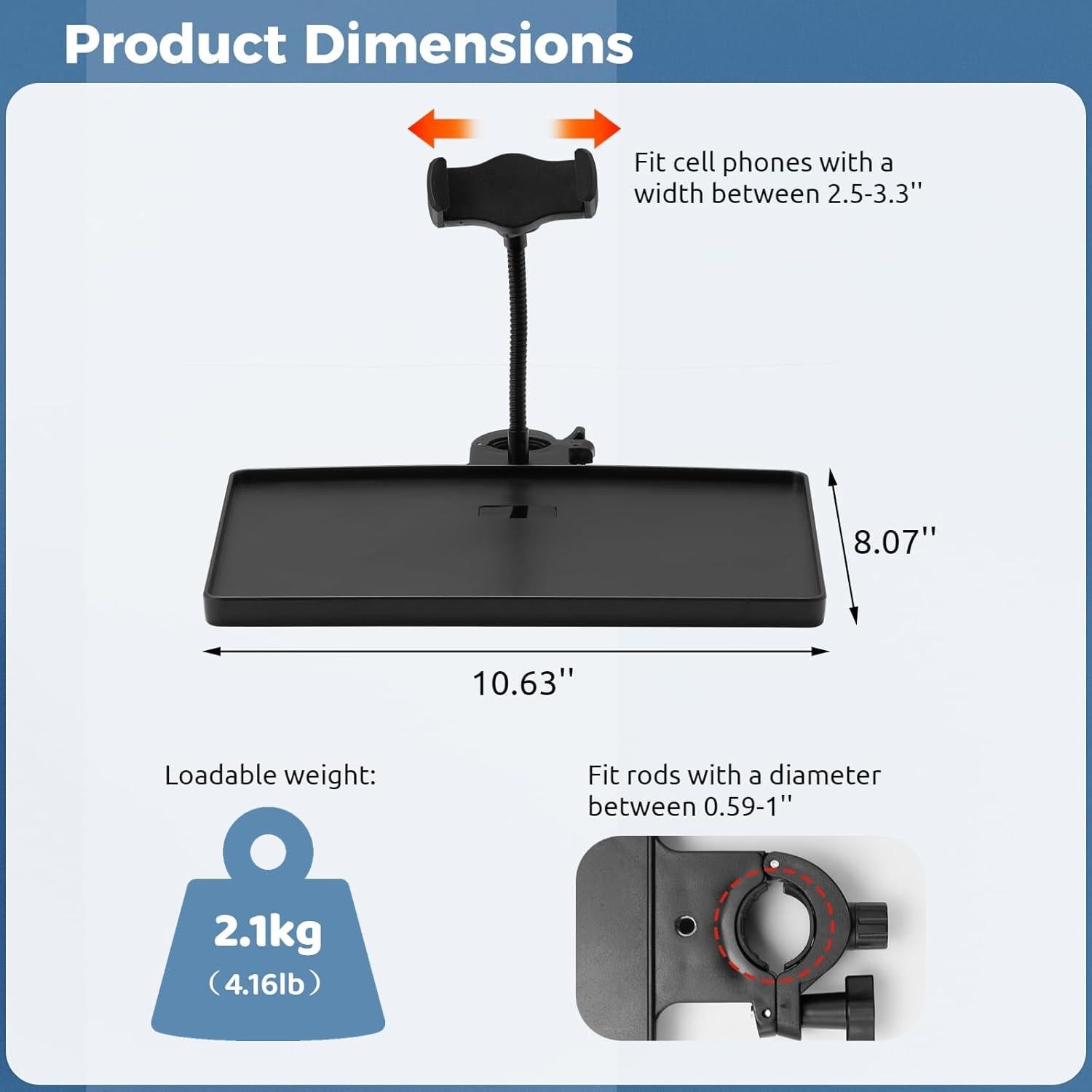 Soporte de Micrófono 2-en-1 con Bandeja y Soporte para Teléfono Ajustable