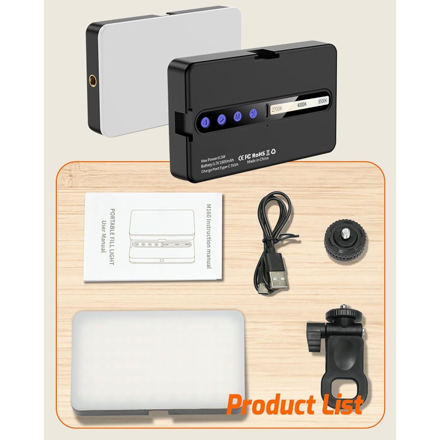 Luz de Selfie Portátil DUIDESHI 90 LED Ajustable 2700K-6500K