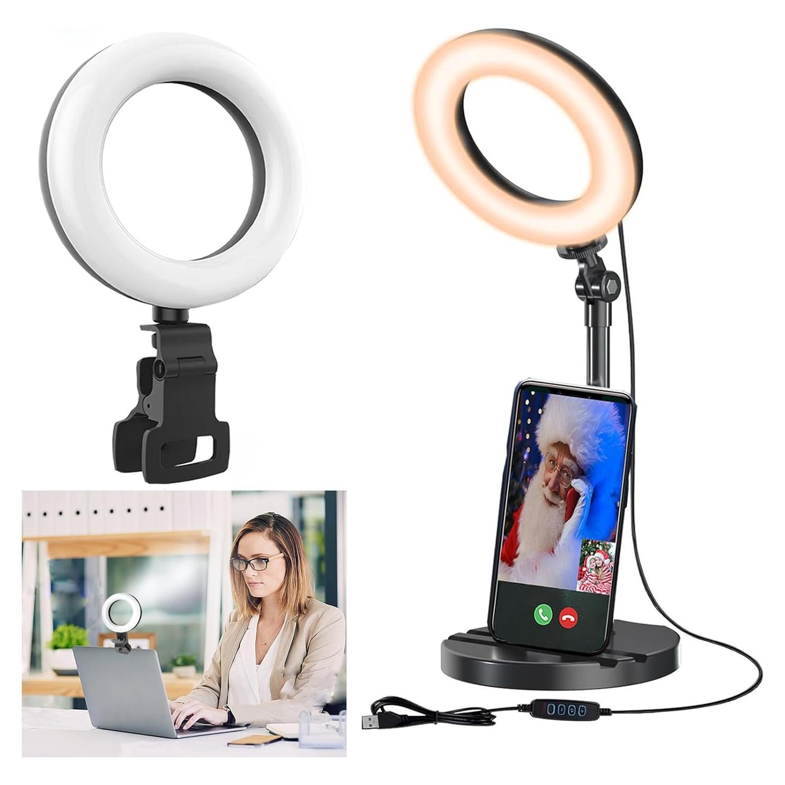 Luz de Anillo Amcuke 10W Regulable 3000K-6500K con Soporte