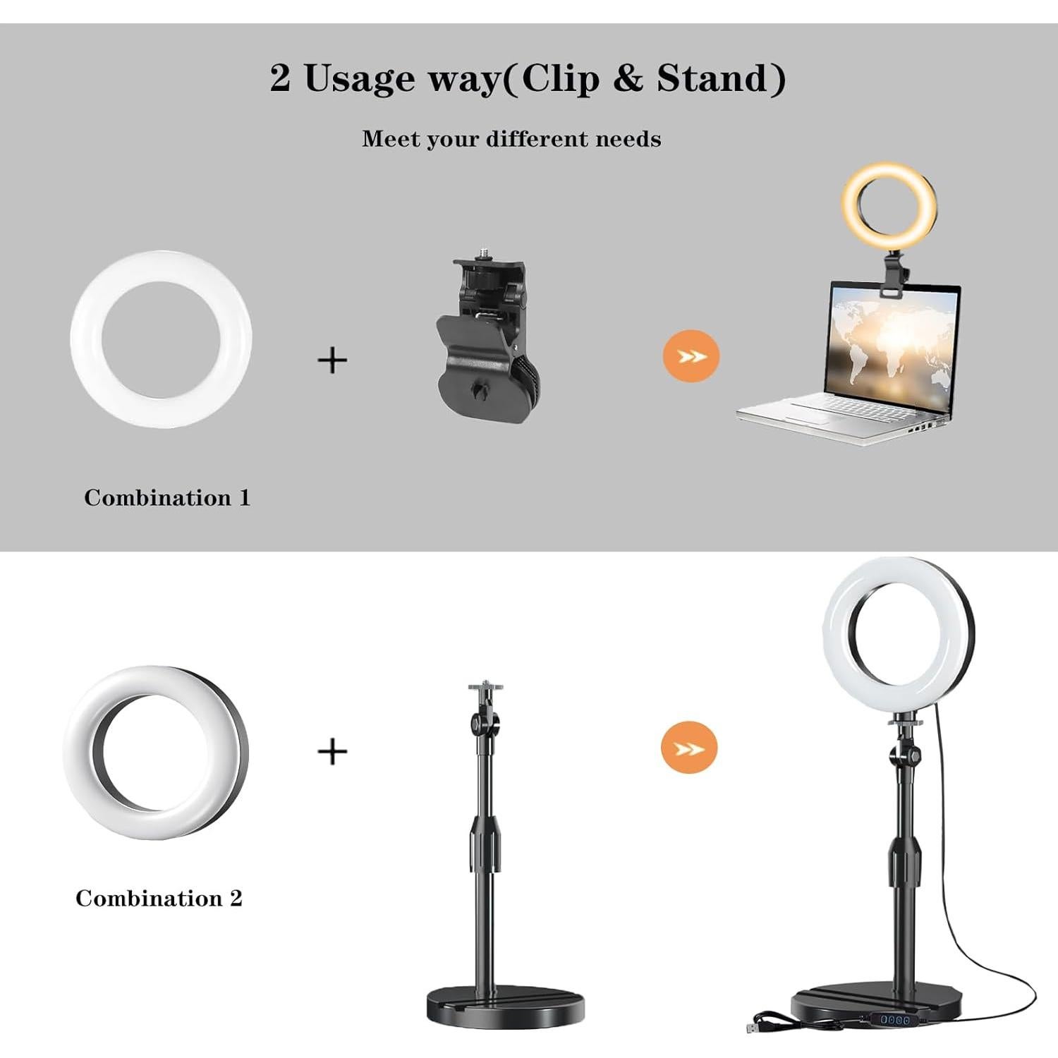 Luz de Anillo Amcuke 10W Regulable 3000K-6500K con Soporte