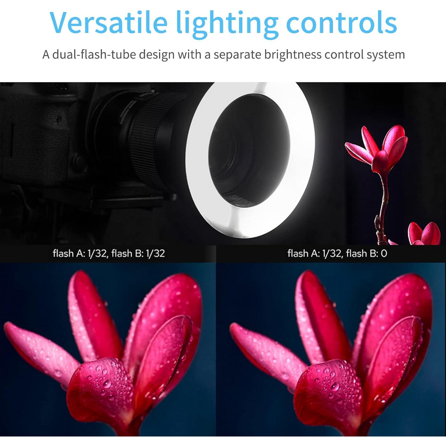 Flash Anular Macro Godox MF-R76 para Cámaras Sony, Canon, Nikon