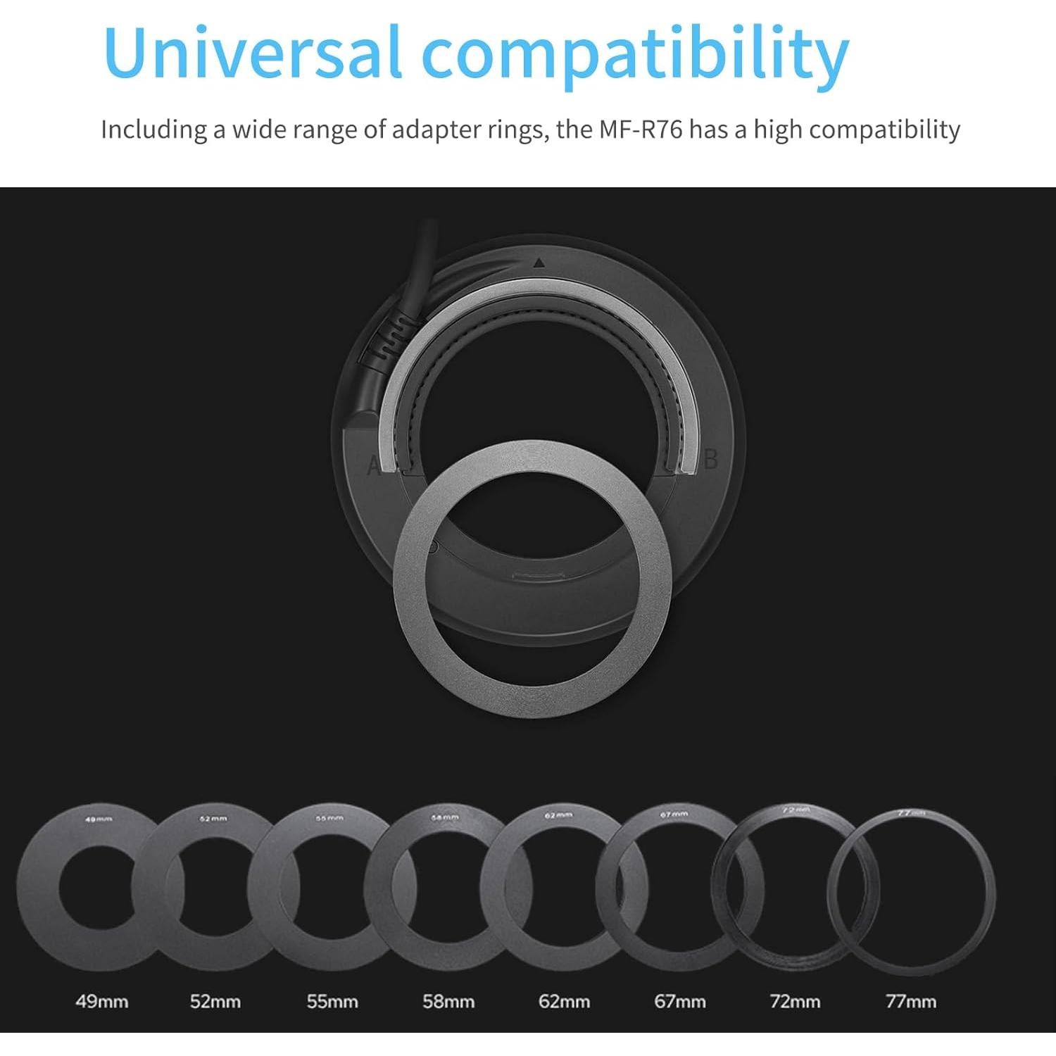 Flash Anular Macro Godox MF-R76 para Cámaras Sony, Canon, Nikon