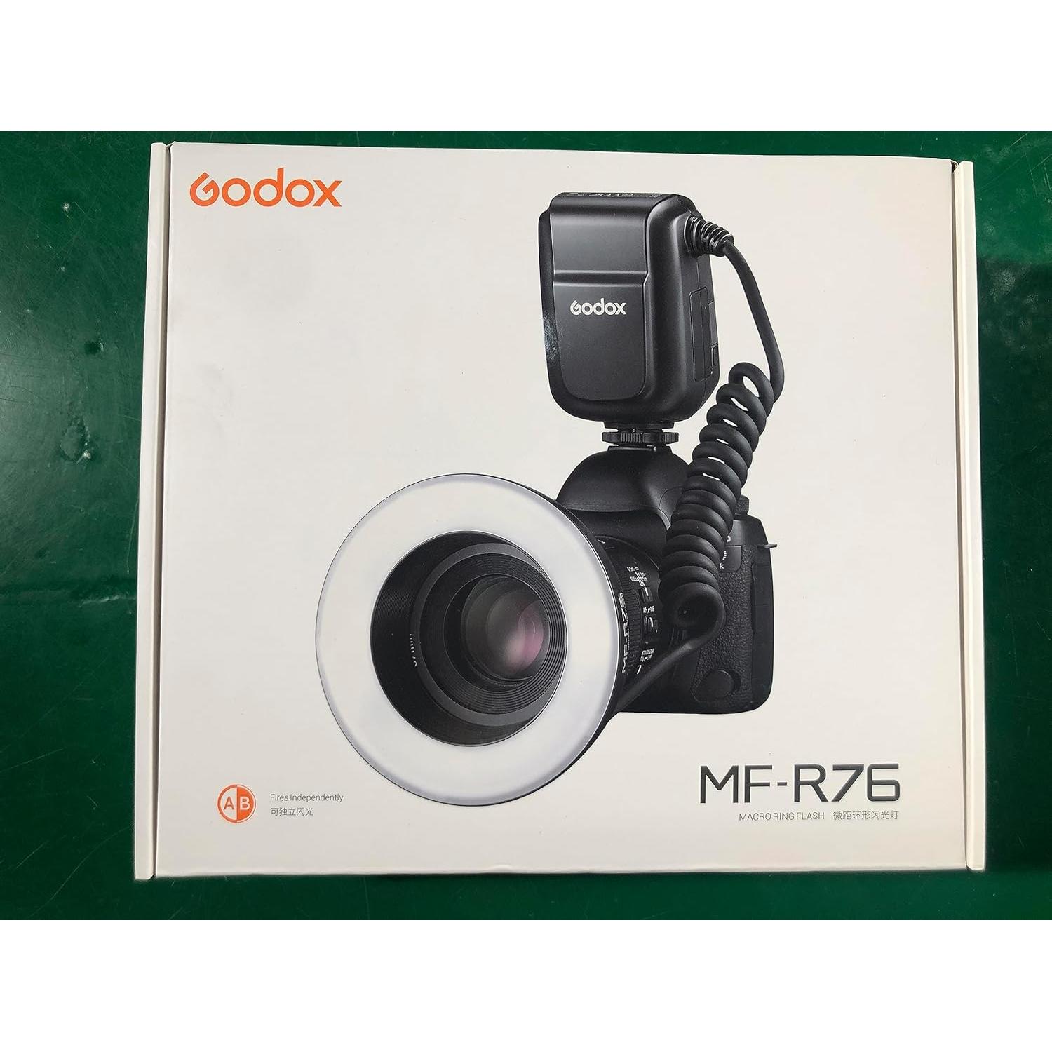 Flash Anular Macro Godox MF-R76 para Cámaras Sony, Canon, Nikon