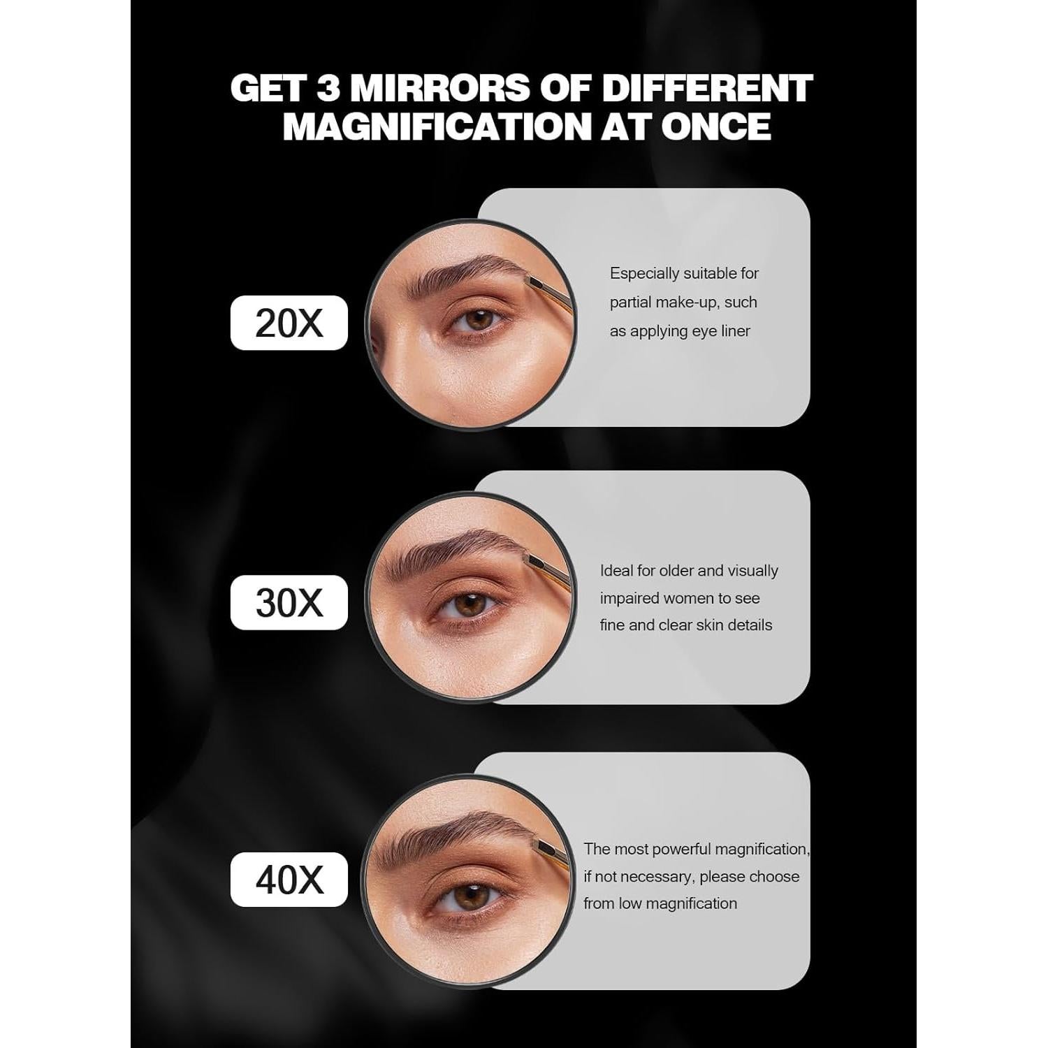 Espejo de Aumento 20X/30X/40X Macaki con Ventosas y Pinzas