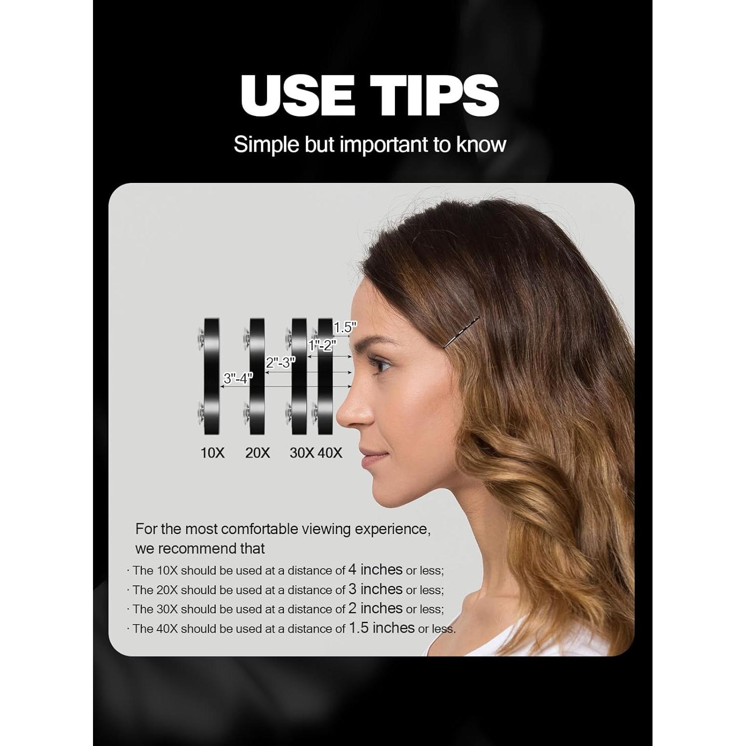 Espejo de Aumento 20X/30X/40X Macaki con Ventosas y Pinzas