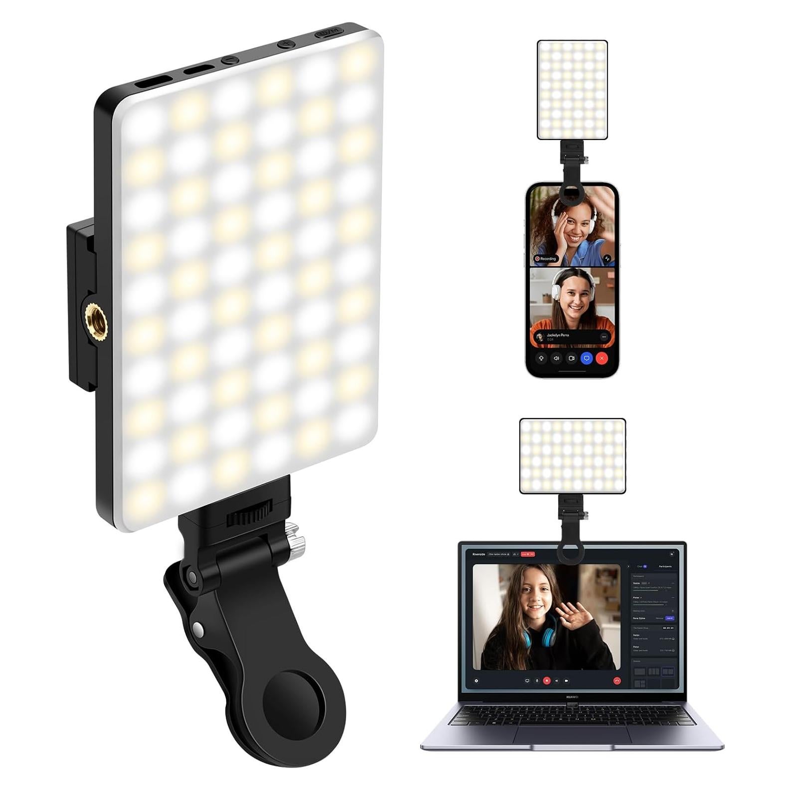 Luz de Selfie Eagerey VC01 60 LED Recargable Clip Negro