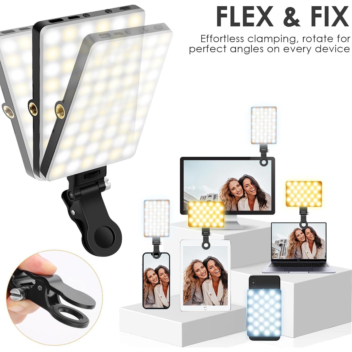 Luz de Selfie Eagerey VC01 60 LED Recargable Clip Negro