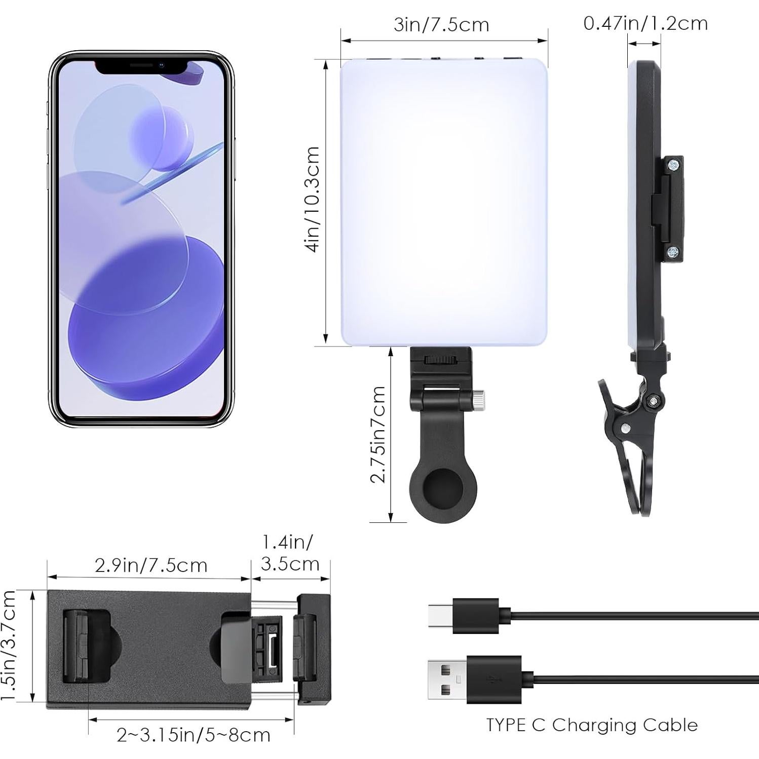 Luz de Selfie Eagerey VC01 60 LED Recargable Clip Negro