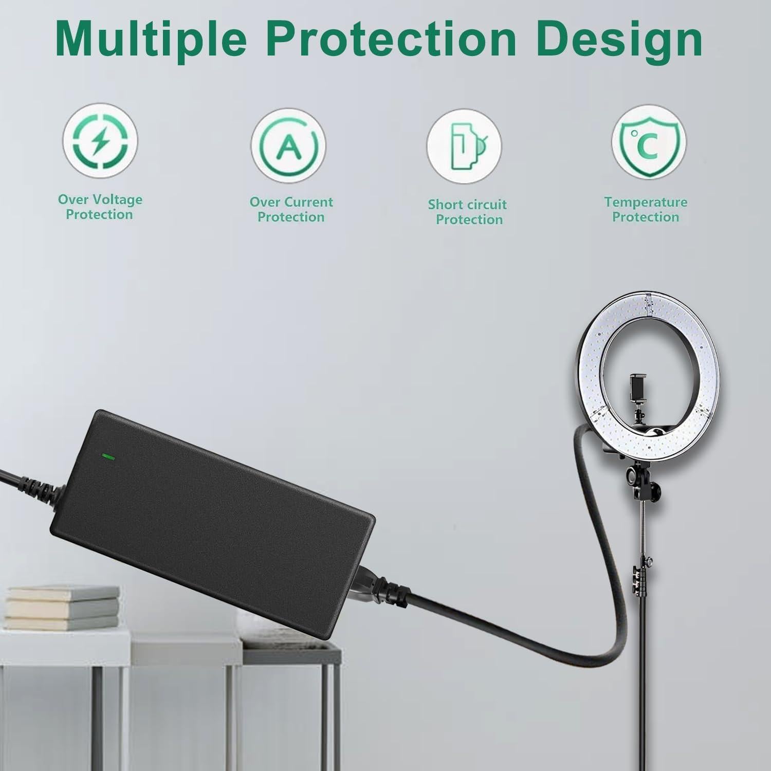 Cable de Alimentación 15V Neewer NW-150480D2 2.68m para Luz de Anillo