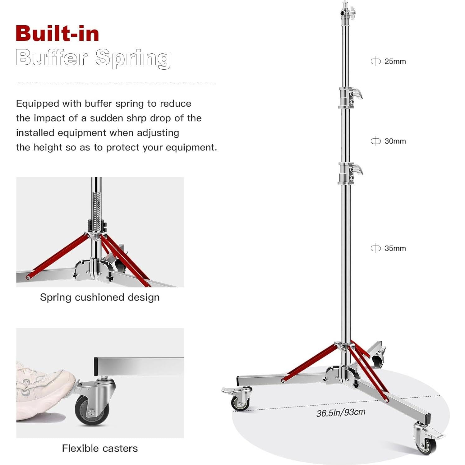 Soporte de Luz Ajustable Soonpho Acero Inoxidable 30kg Plata