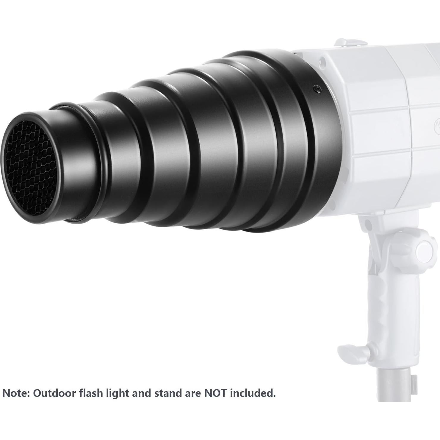 Snoot Cónico Neewer 22cm con Rejilla y 5 Filtros de Gel