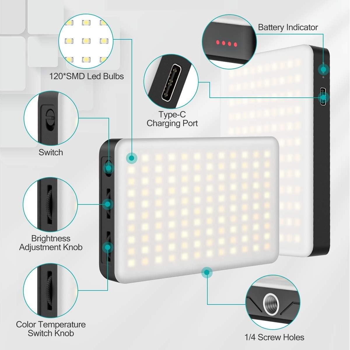 Luz de Video LED VIJIM VL120 Mini Recargable Bi-Color 3200K-6500K