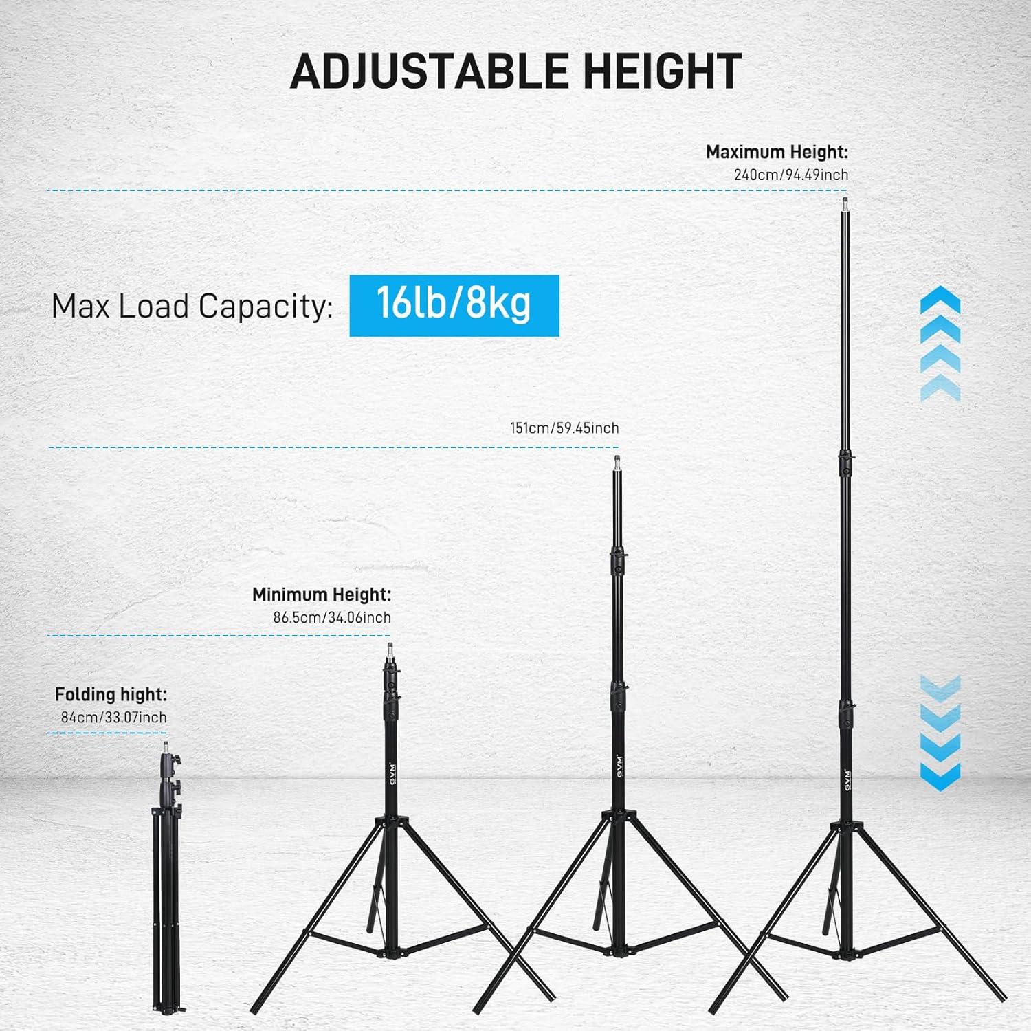 Soporte de Luz GVM DJ240-A para Fotografía 240cm 8kg