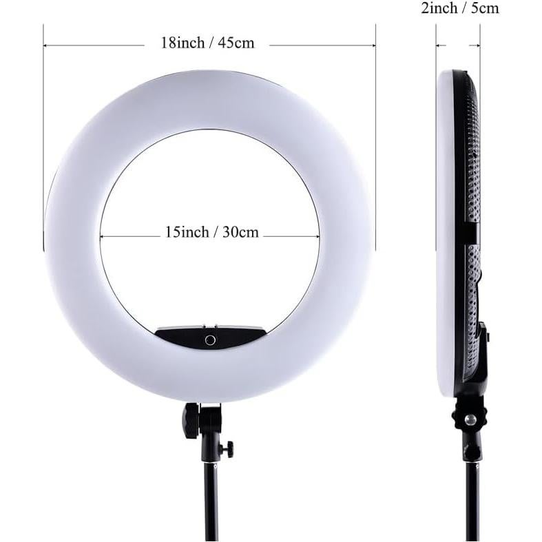 Anillo de Luz LED 18" Yidoblo 96W con Soporte y Espejo