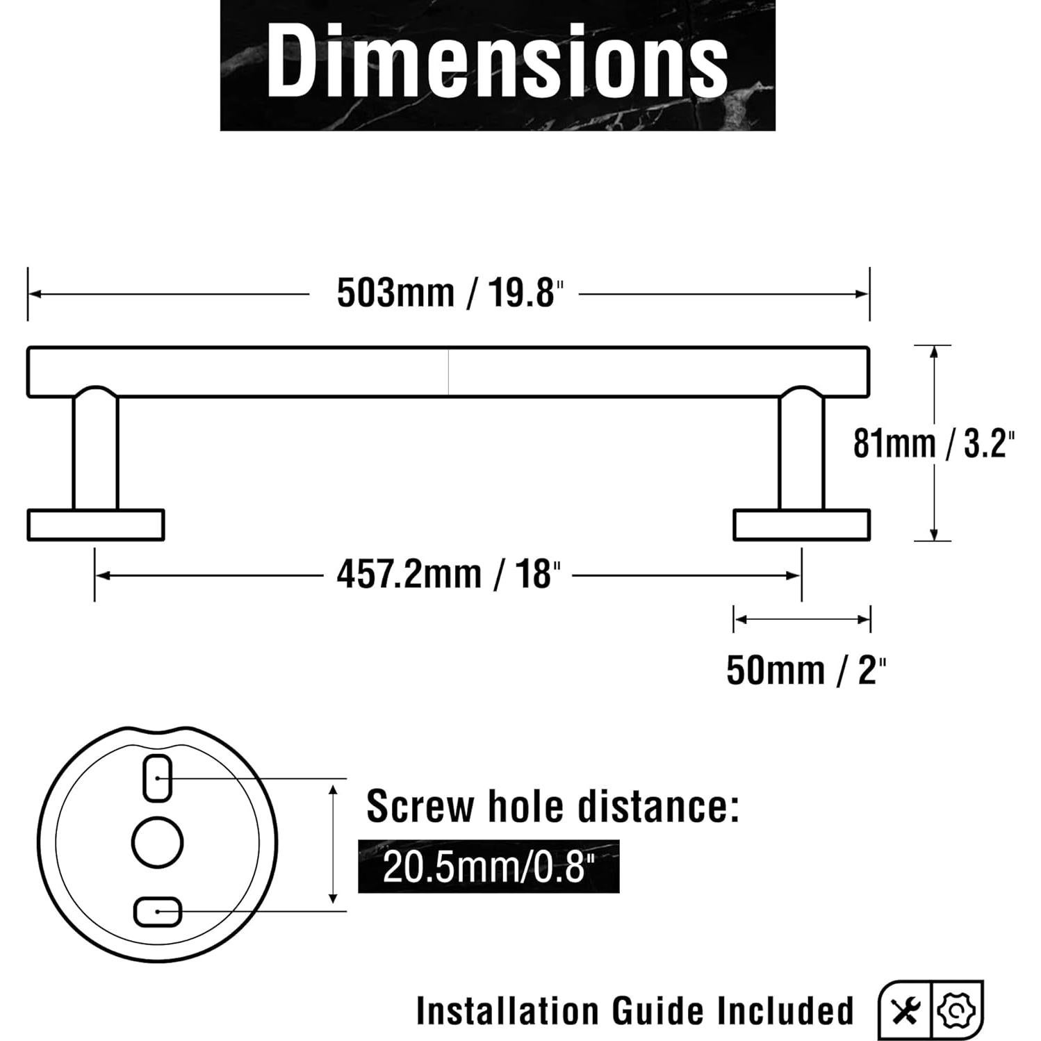 Barra de Toalla HITSLAM Acero Inoxidable 50.29 cm Cepillado
