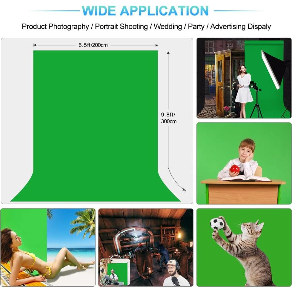 Fondo de Pantalla Verde JEBUTU 1.92 x 3.05 m con Soporte