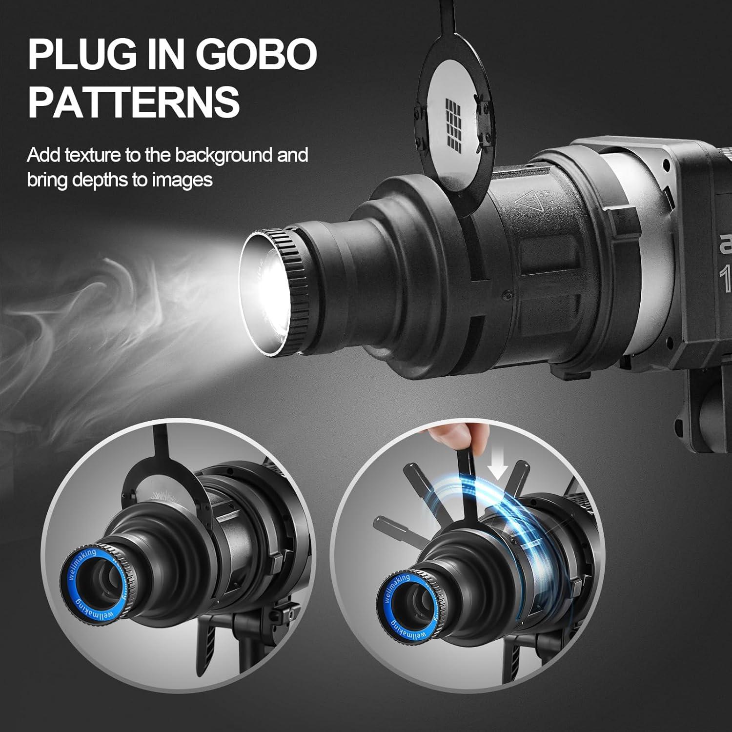 Snoot Óptico Wellmaking S-80LED Montura Bowens 1.28kg