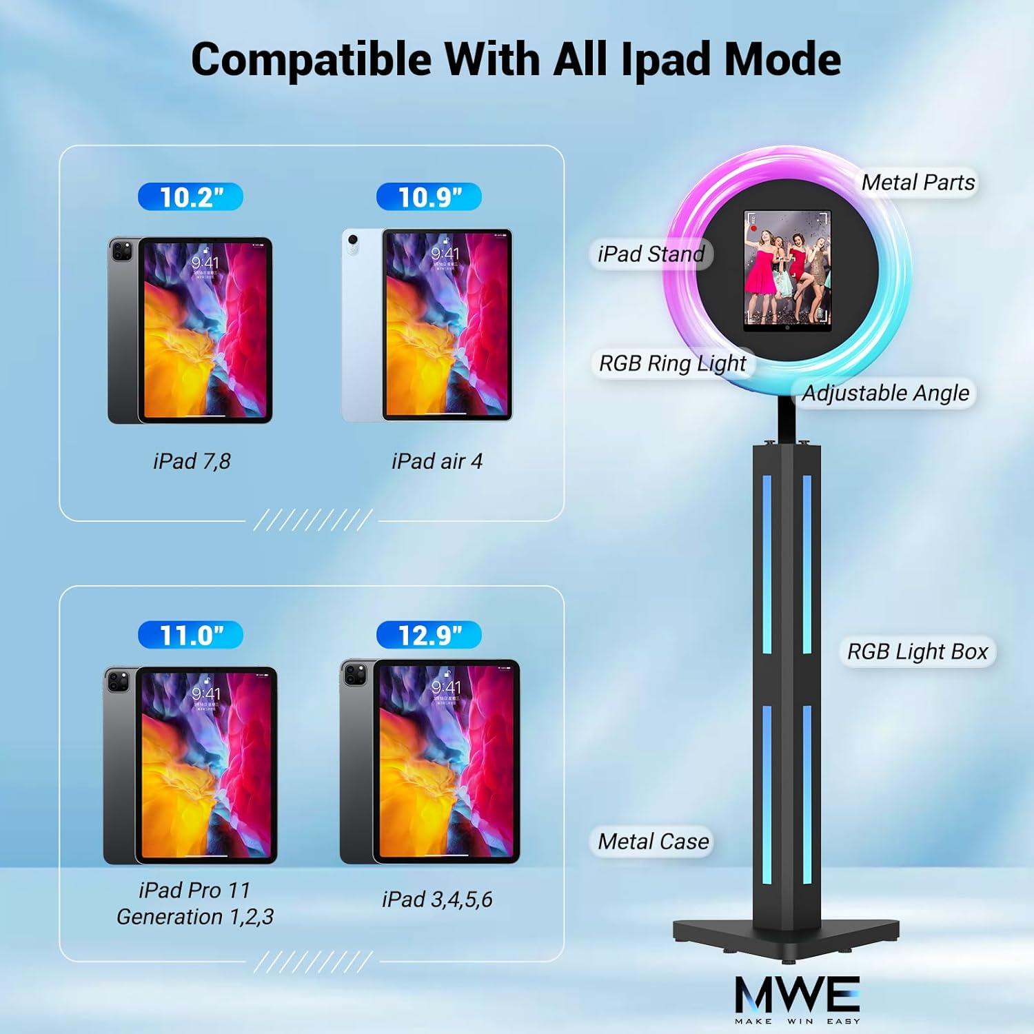 Cabina de Fotos JIYANG para iPad 10.2" a 12.9" con Luz RGB