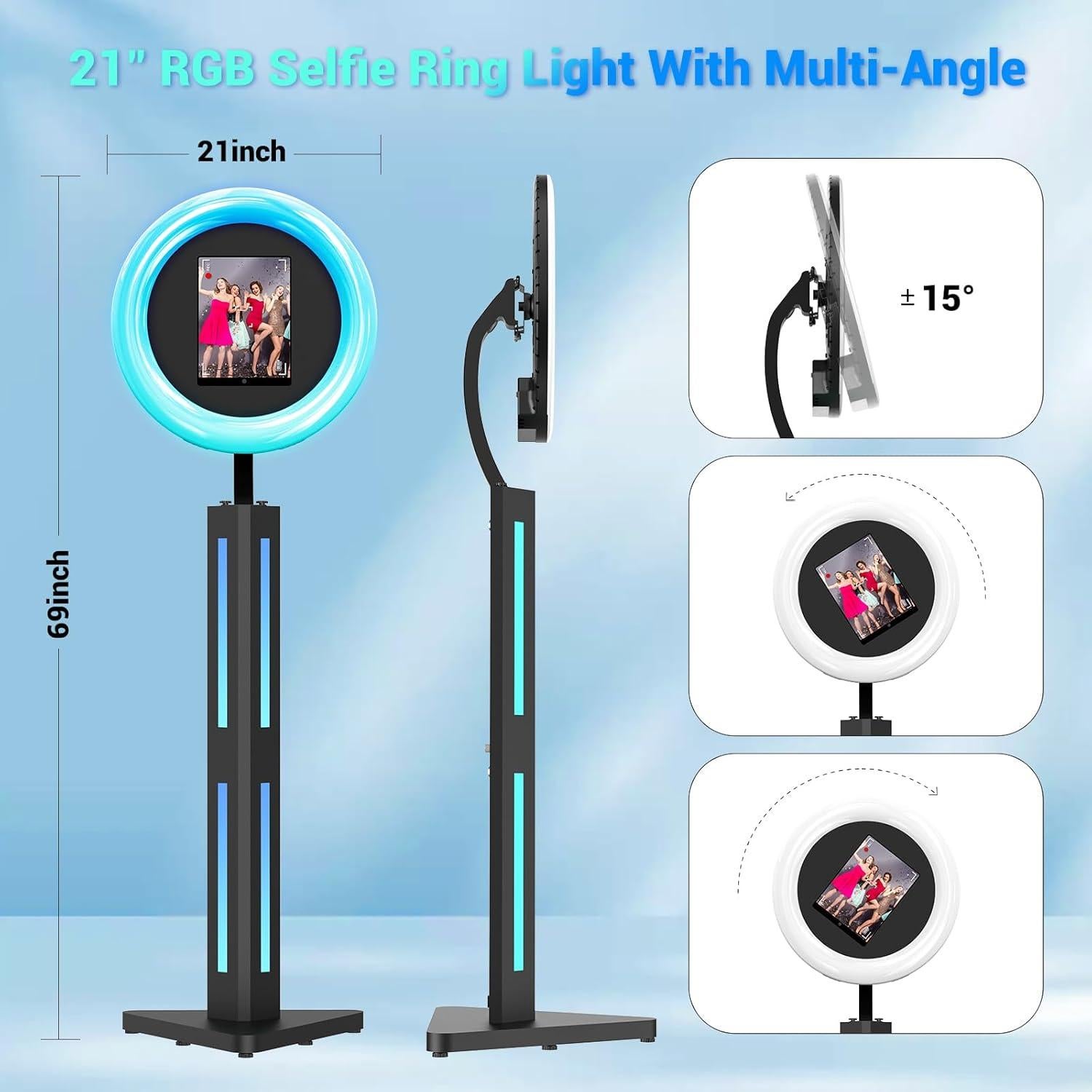 Cabina de Fotos JIYANG para iPad 10.2" a 12.9" con Luz RGB