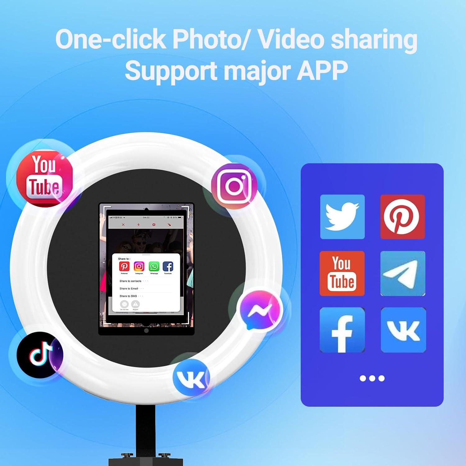 Cabina de Fotos JIYANG para iPad 10.2" a 12.9" con Luz RGB