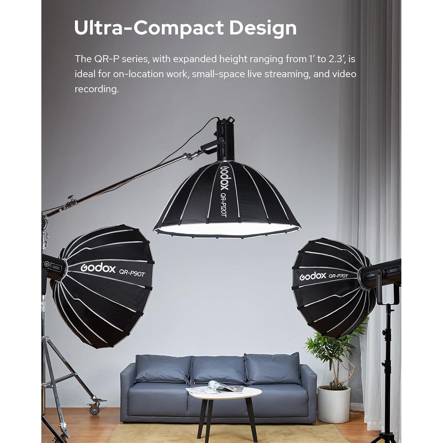 Softbox Parabólico Godox QR-P90T 90 cm con Rejilla Panal