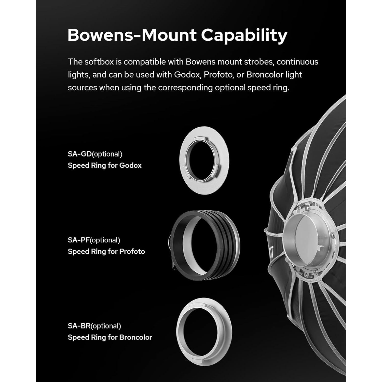 Softbox Parabólico Godox QR-P90T 90 cm con Rejilla Panal