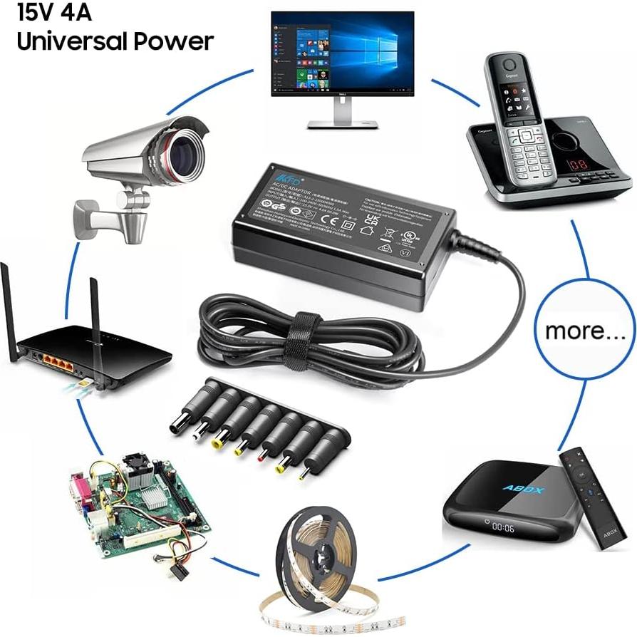 Fuente de Poder KFD 15V 4A Universal con 7 Puntas Seleccionables