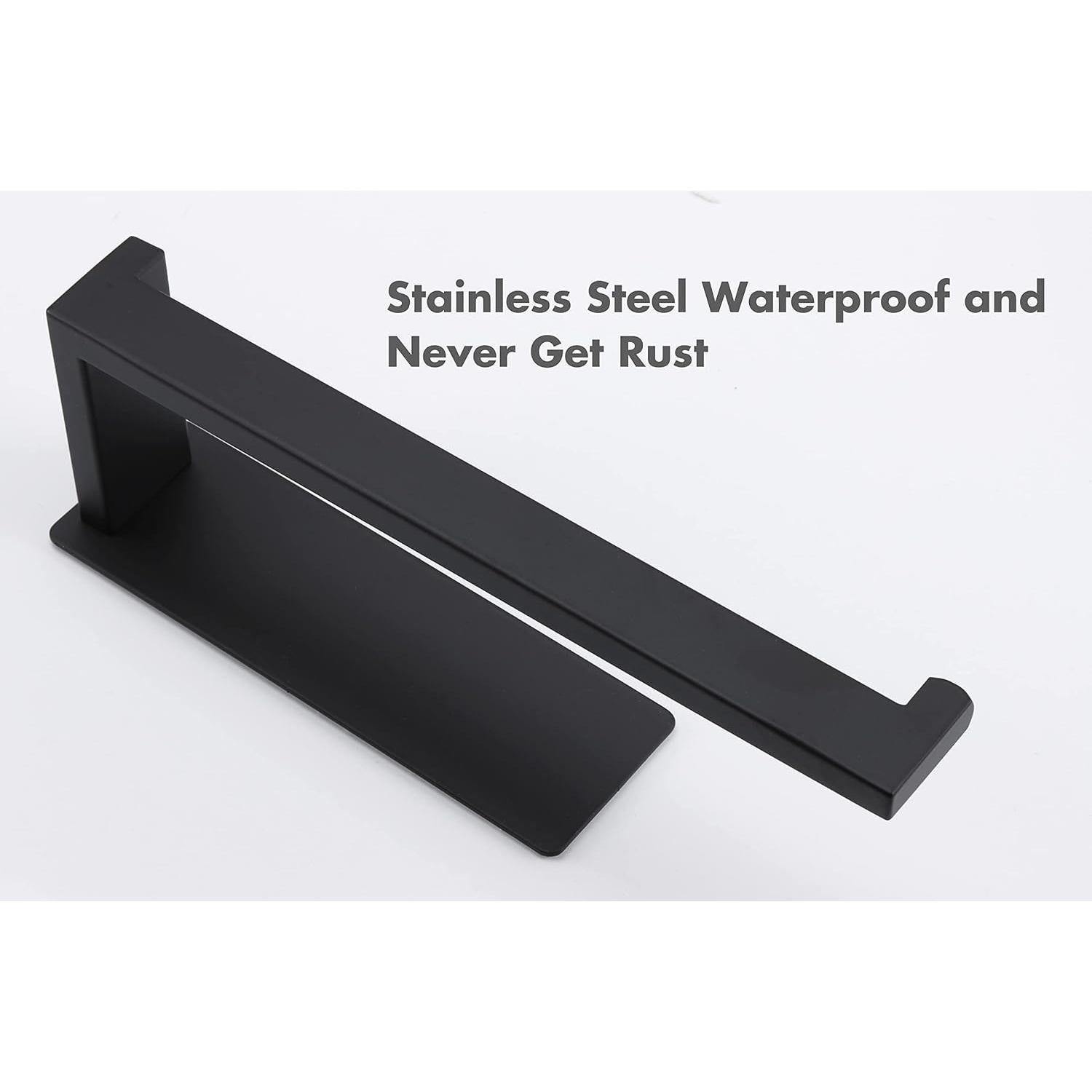 Hand Towel Holder, Strong Self Adhesive Hand Towel Ring, Thicken SUS304 Stainless Steel Hand Towel Bar/Rack, No Drilling Modern Hand Towel Hanger (Matte Black, 9 in)