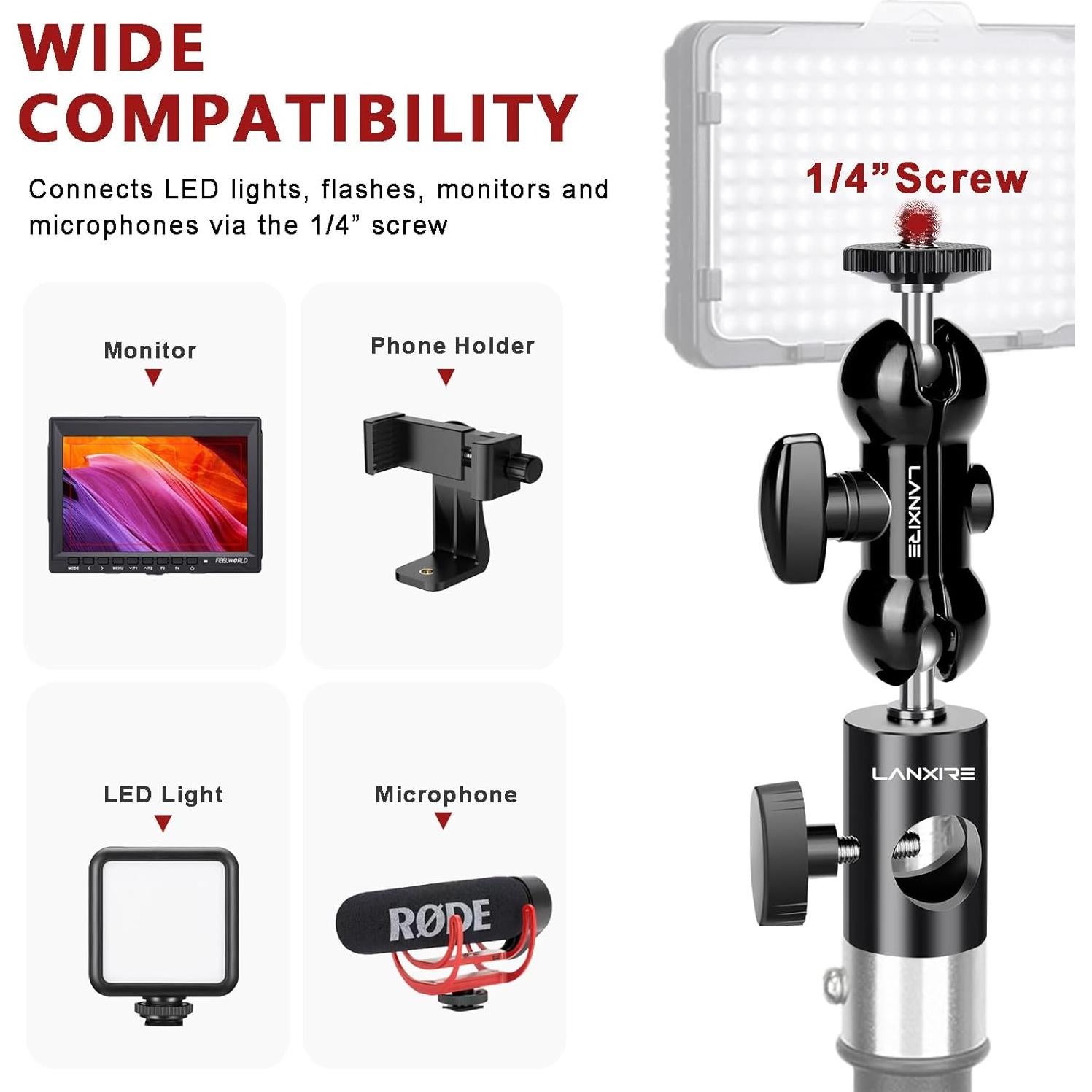 Adaptador de Montaje Lanxire para Soporte de Luz - 2 Paquetes