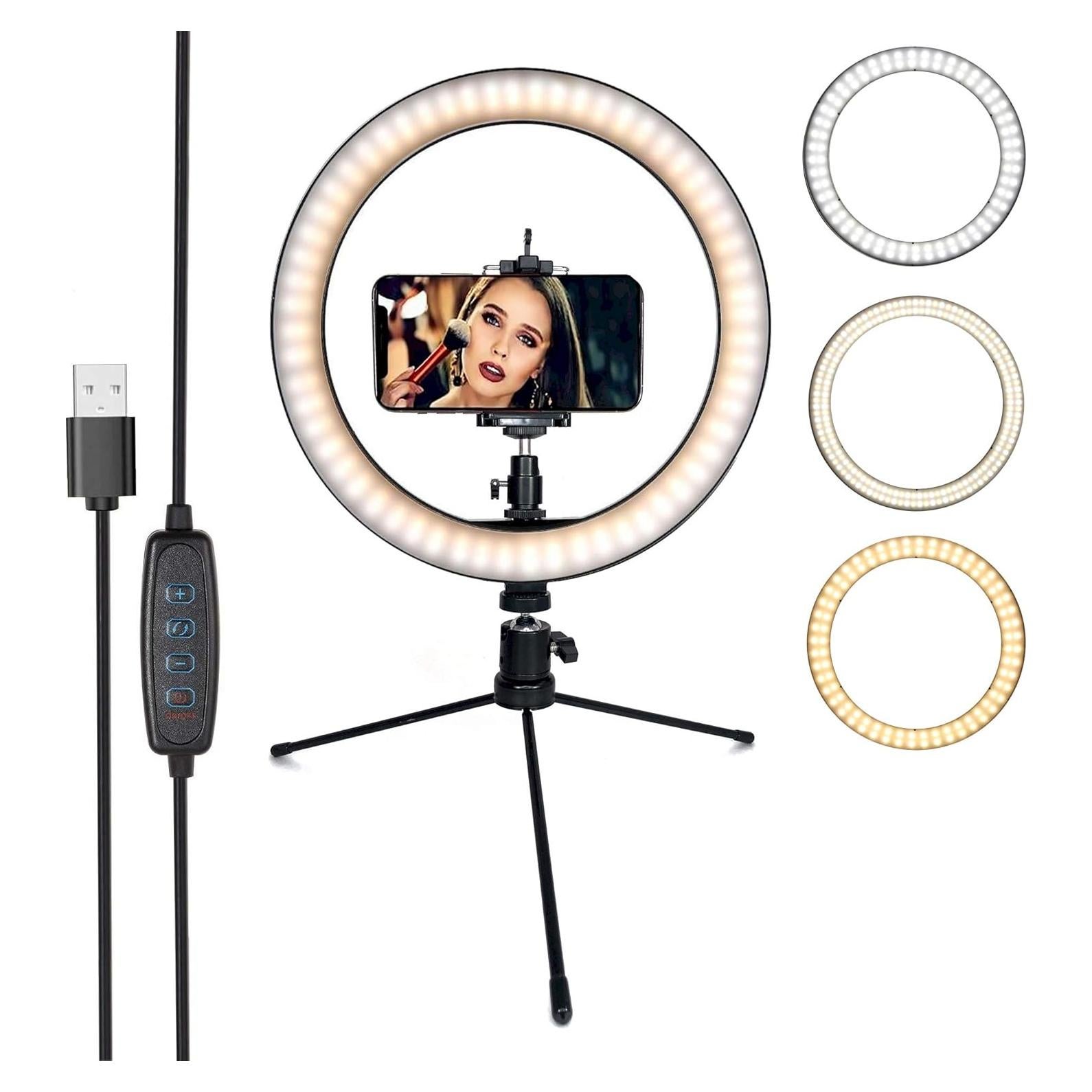 Anillo de Luz LED DaVoice 25 cm con Soporte y 3 Modos