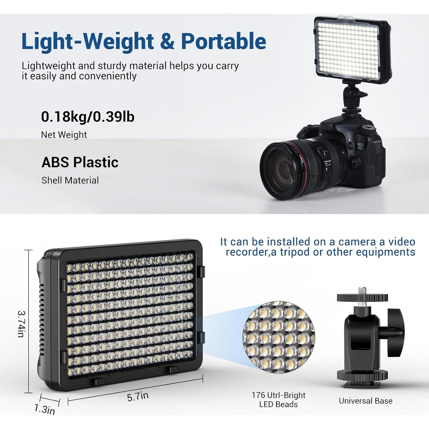 Luz de Video LED Tolifo PT-176S 11W con Batería 2200mAh