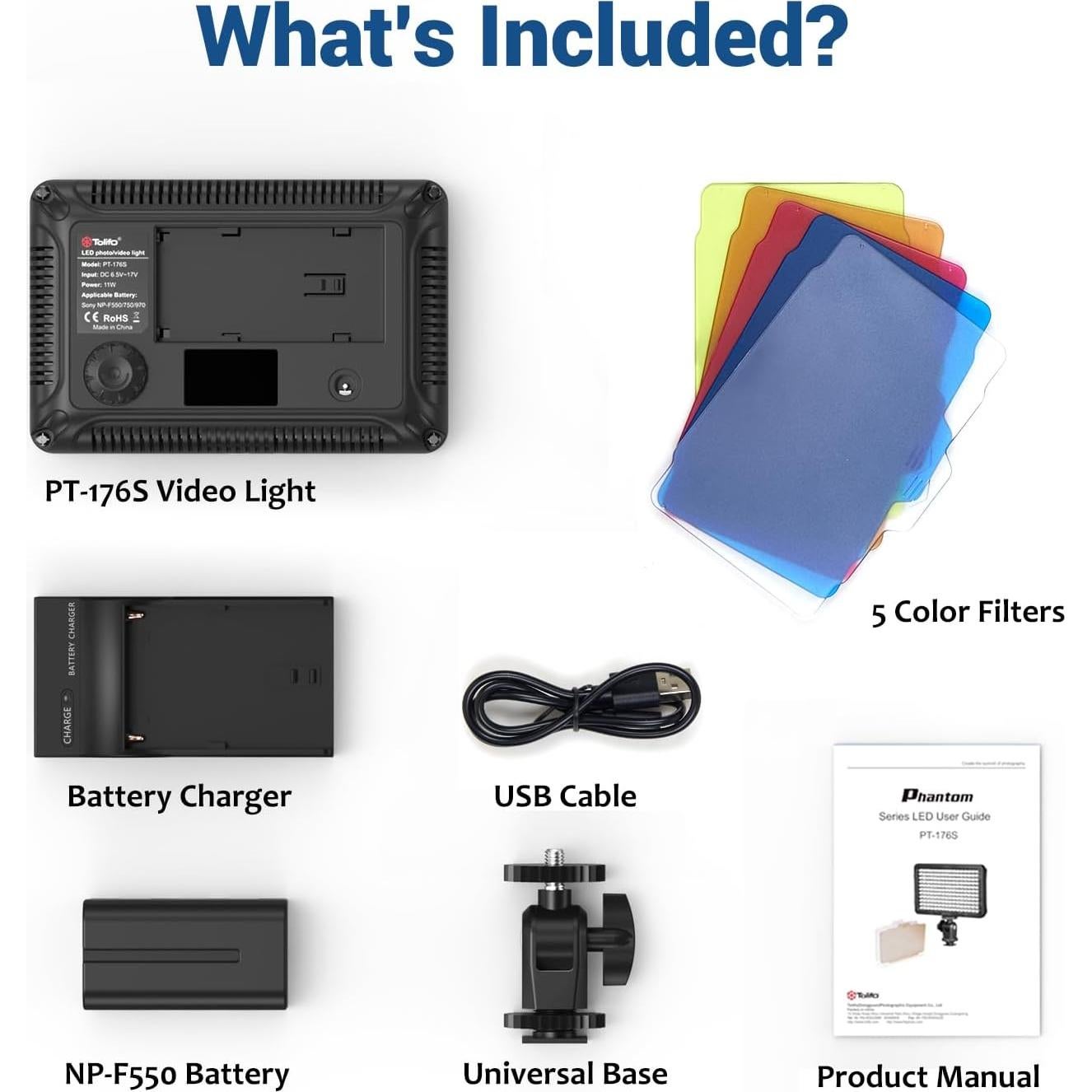 Luz de Video LED Tolifo PT-176S 11W con Batería 2200mAh