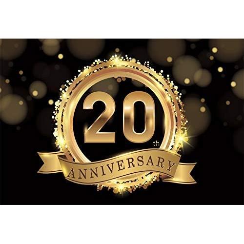 Fondo de Fotografía Vinilo Yeele 2.2x1.5m 20 Aniversario Dorado