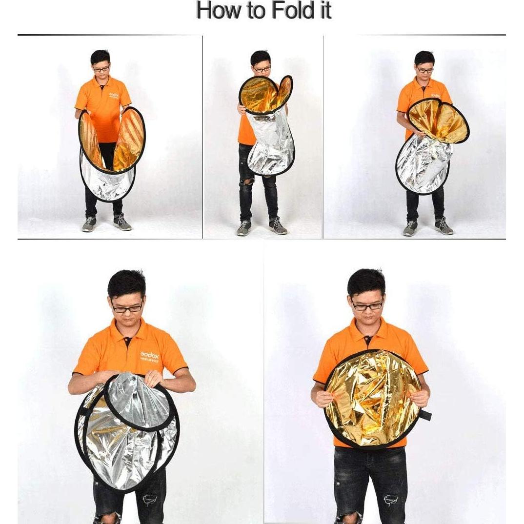 Reflector de Luz Plegable Godox 120x180cm 2-en-1 Dorado/Plateado