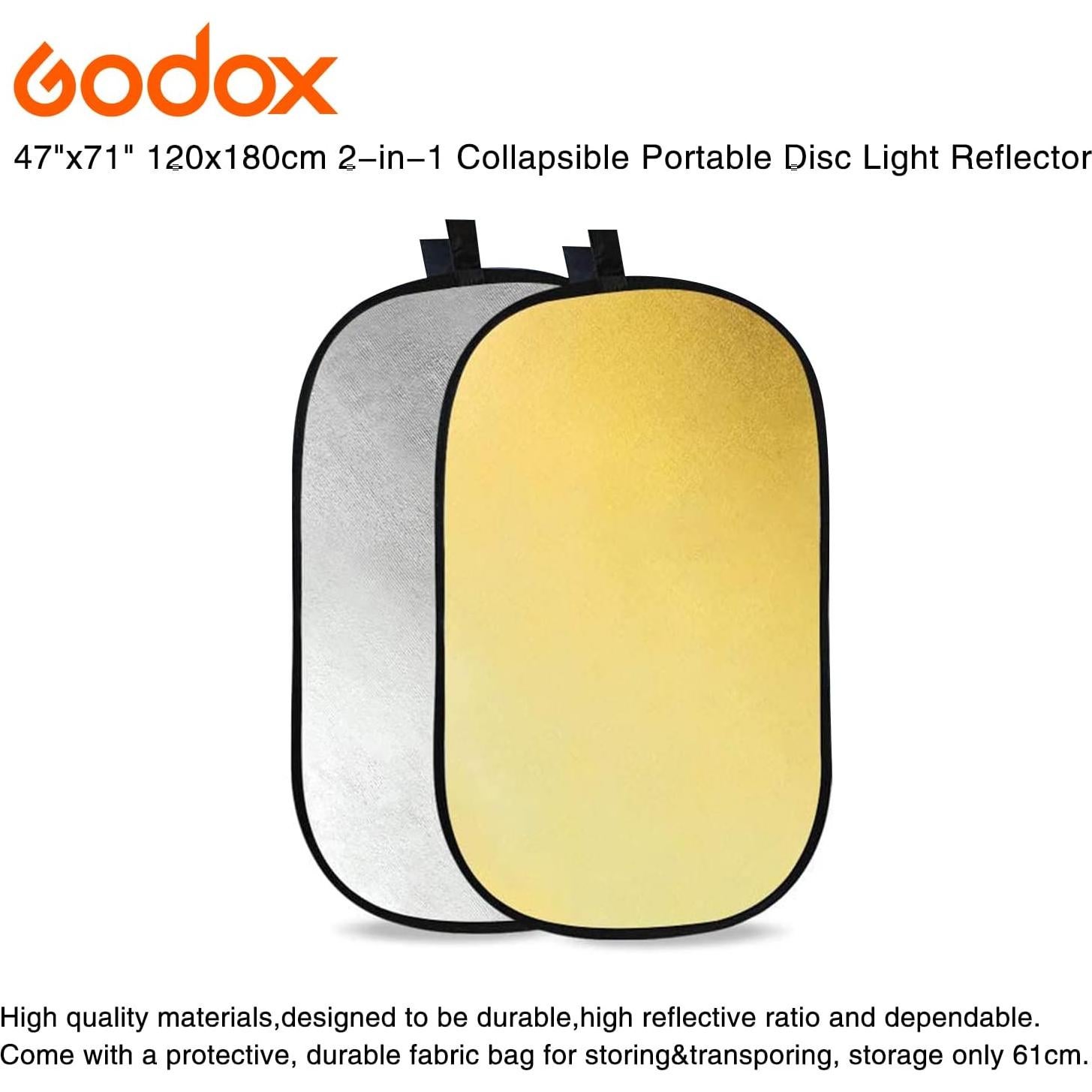 Reflector de Luz Plegable Godox 120x180cm 2-en-1 Dorado/Plateado