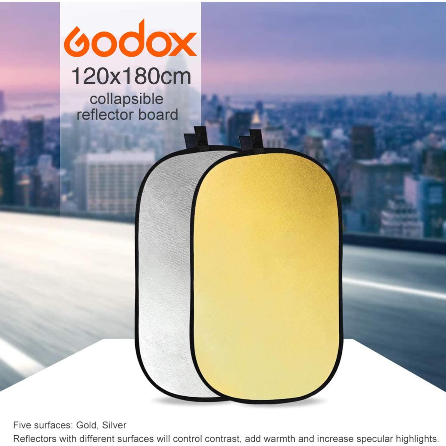Reflector de Luz Plegable Godox 120x180cm 2-en-1 Dorado/Plateado