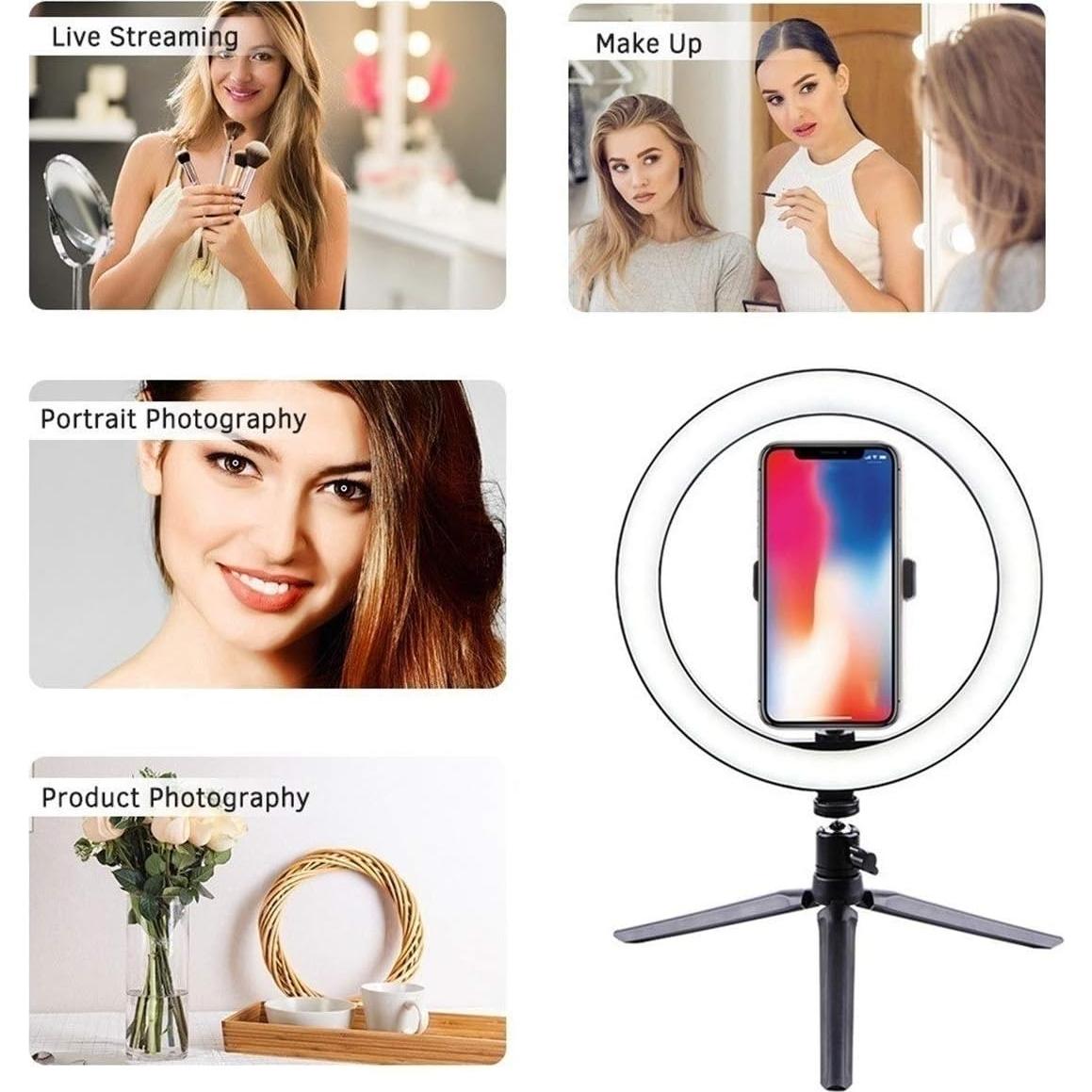 Luz de Anillo LED HCFSUK con Trípode y Soporte para Móvil