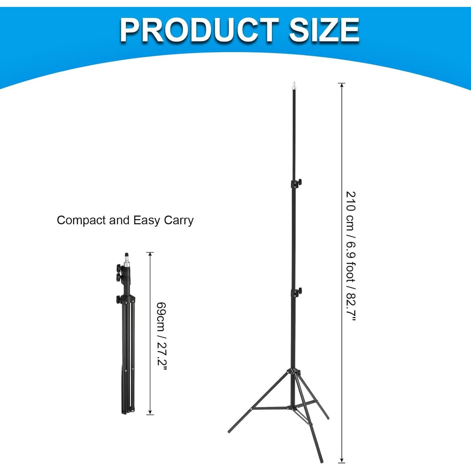 PATIKIL 6.9ft Light Stand Photography, Adjustable Light Stand Photography Tripod Stand Heavy Duty Portable for Ring Light Video Recording Studio Cameras Strobe