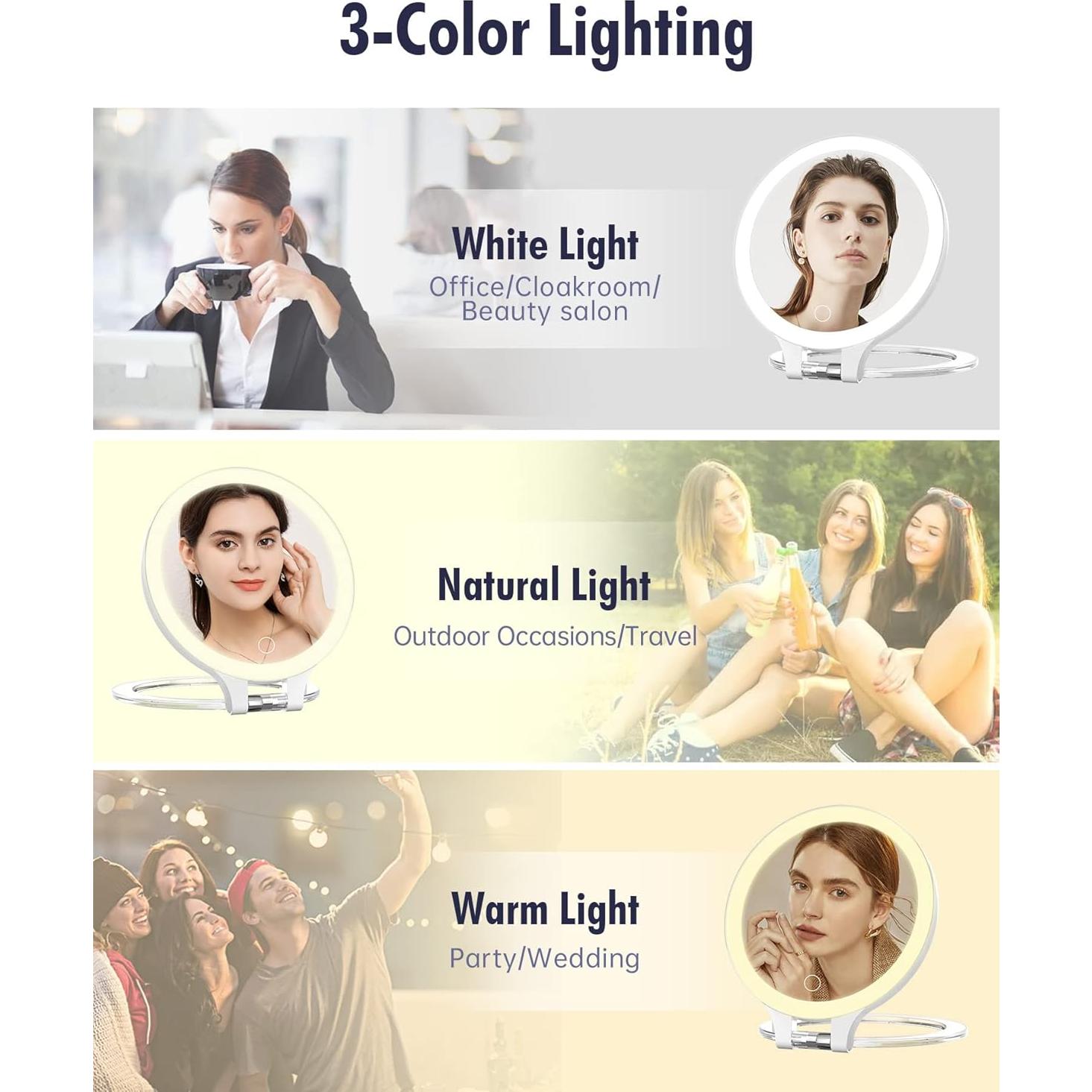 Espejo de Aumento FASCINATE 10X LED Recargable Blanco