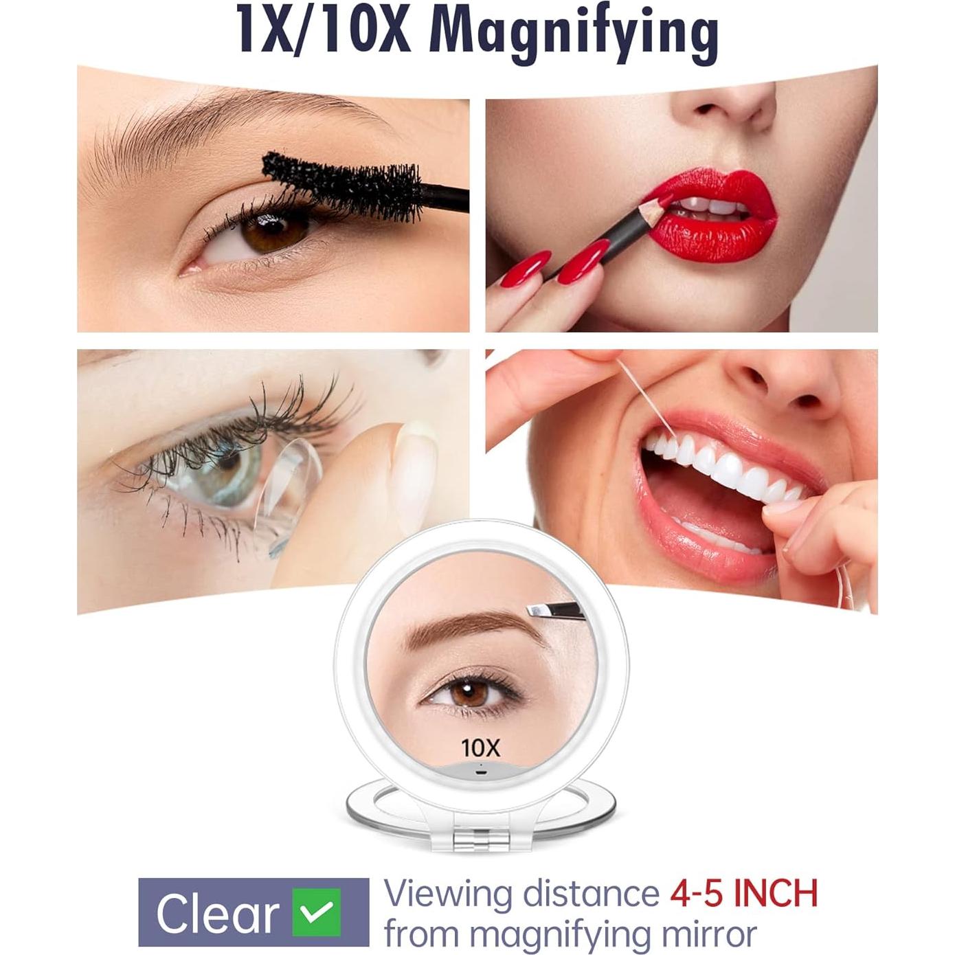 Espejo de Aumento FASCINATE 10X LED Recargable Blanco