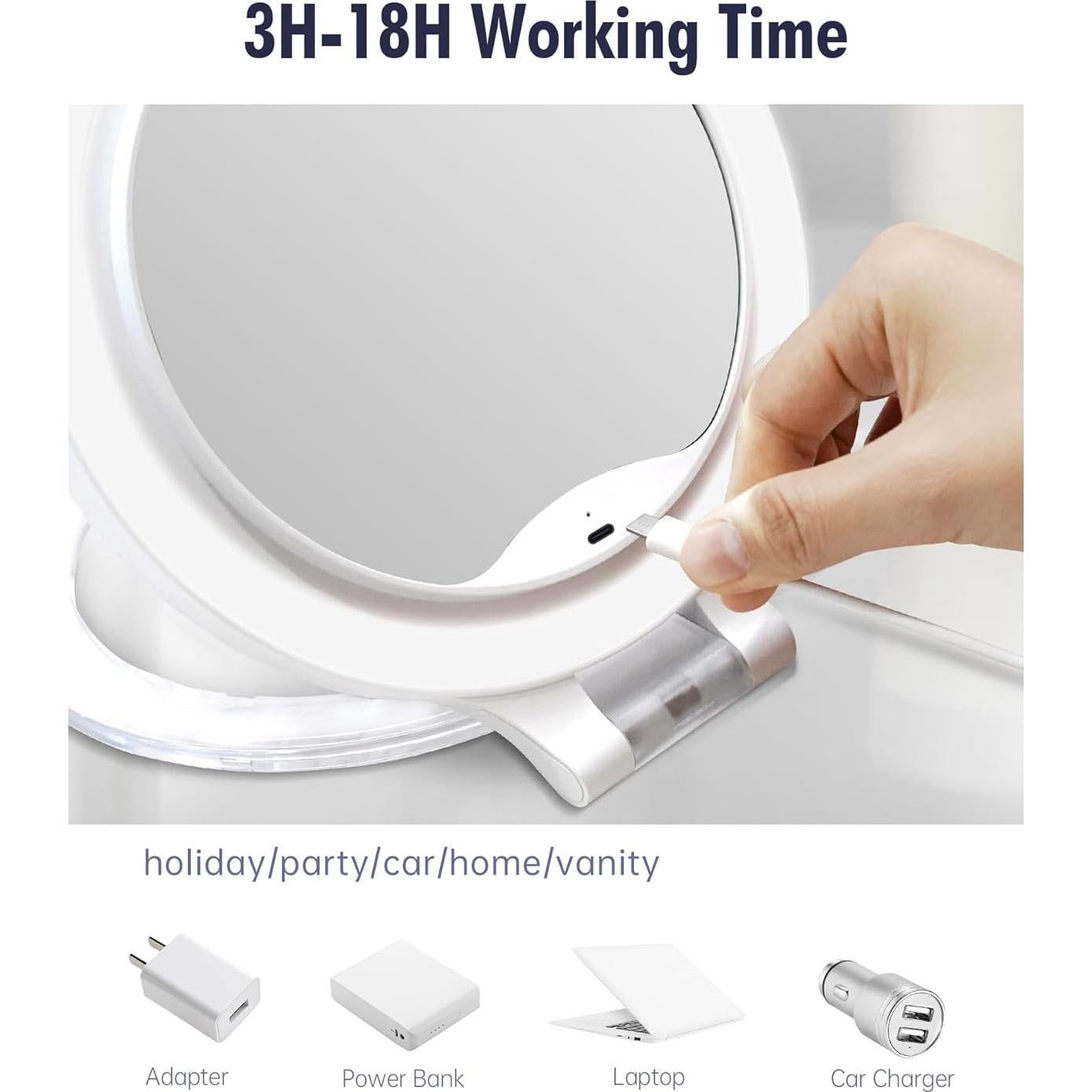 Espejo de Aumento FASCINATE 10X LED Recargable Blanco