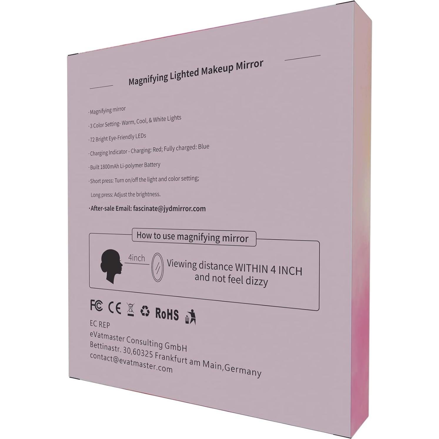 Espejo de Aumento FASCINATE 10X LED Recargable Blanco