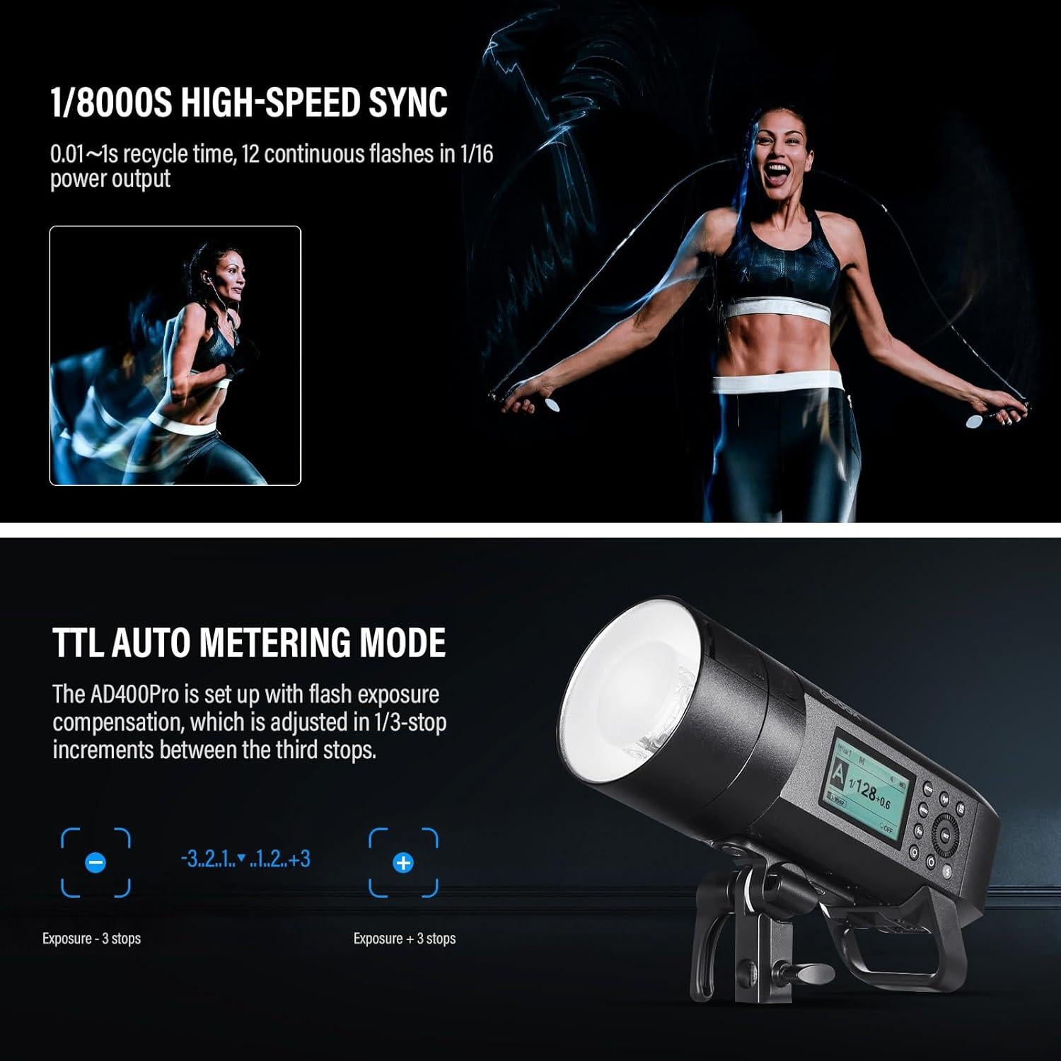 Flash Externo Godox AD400Pro 400Ws TTL HSS 2.4G Batería