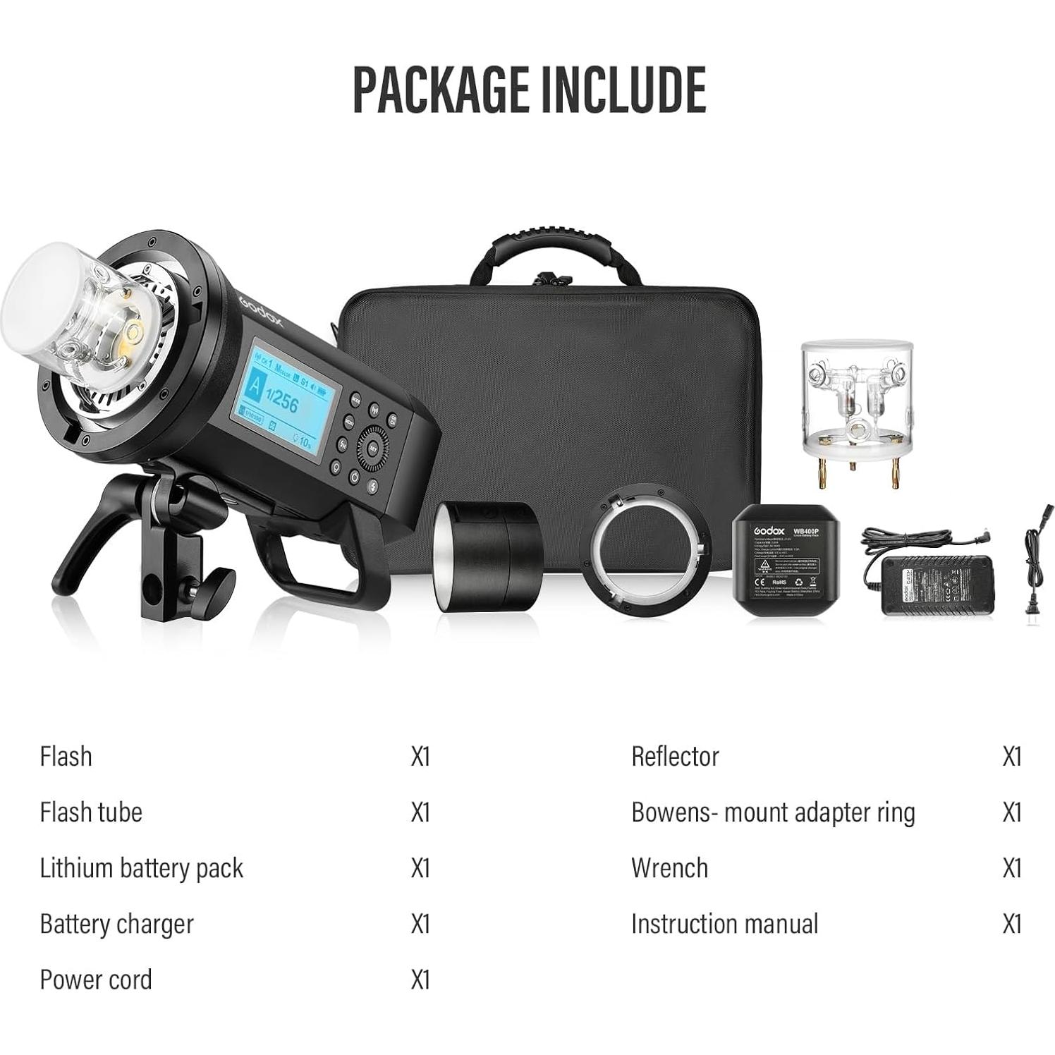 Flash Externo Godox AD400Pro 400Ws TTL HSS 2.4G Batería