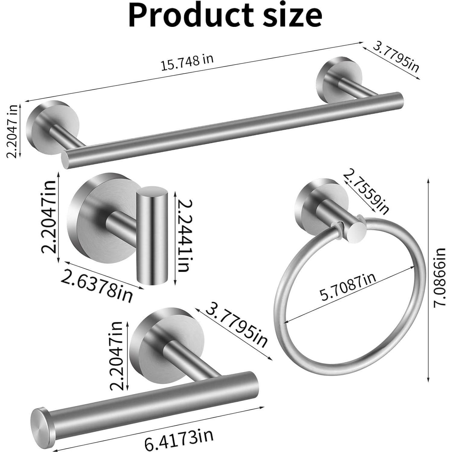 Juego de Accesorios de Baño Hinmood 10 Piezas Acero Inoxidable